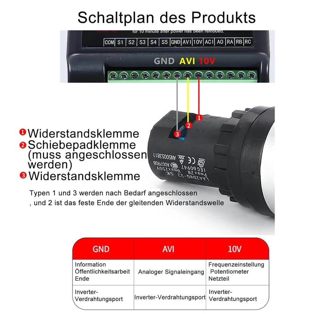 2 x 5K Potentiometer Panel Installation VSD VFD Variable Speed for Frequency Converter - Image 4