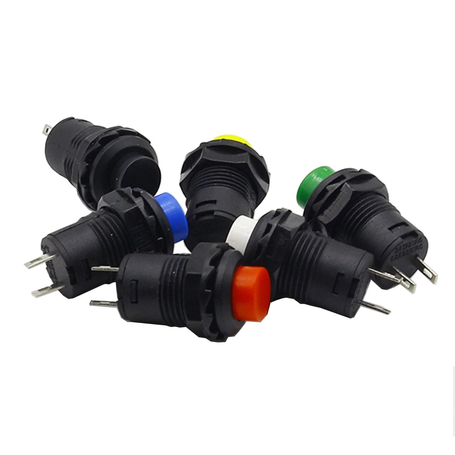 2 x Push Button Round Button 12 mm DIY AC 1.5 A/230 V 12 V Non-Momentary Button Switch Black - Image 3