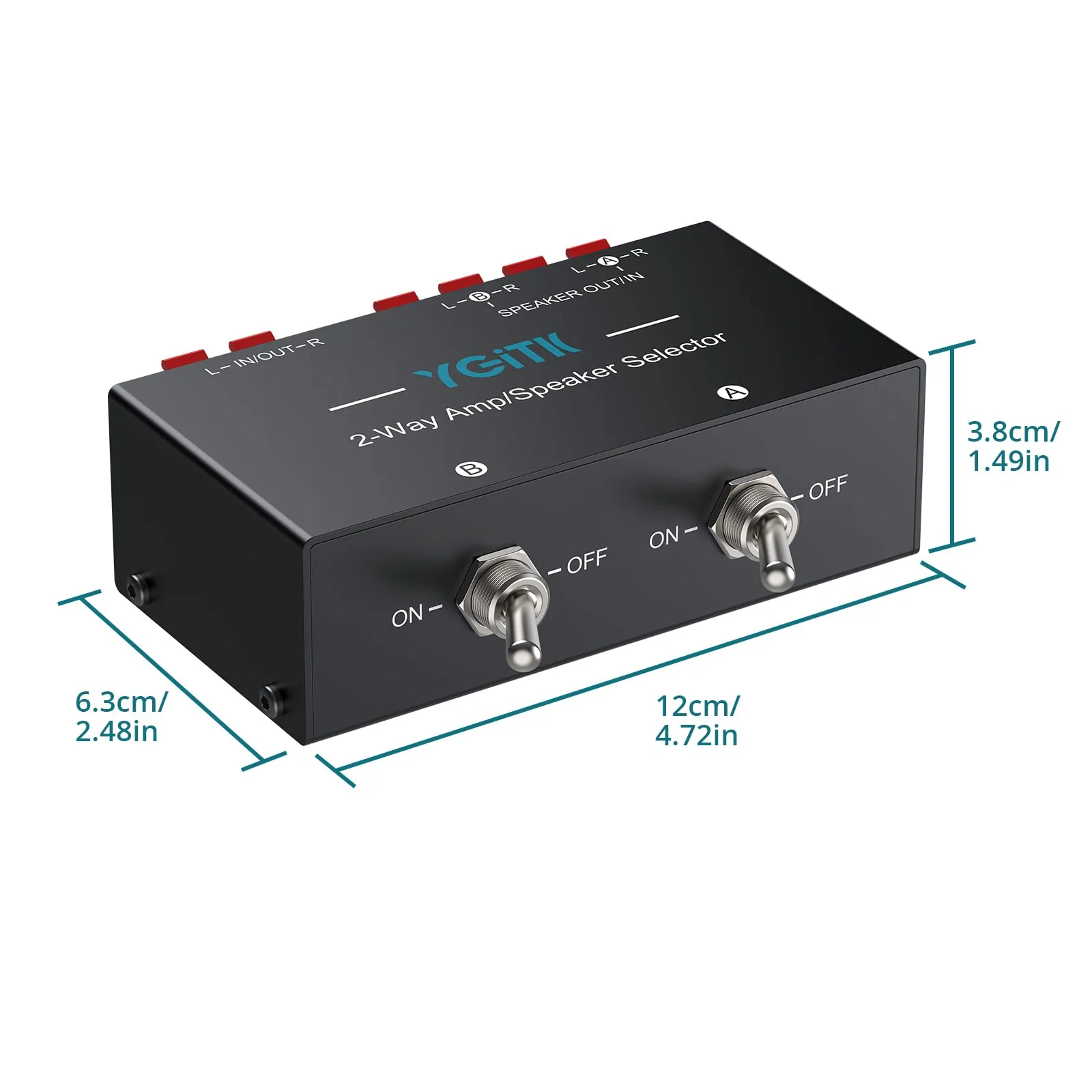 2-Zone Speaker Selector Switch Box 2-Way Amp/Speaker Selector, Passive 1/2 Speaker Switch, 150W RMS Per Channel, Spring Clip Terminals for Amplifier Dual Output with Independent On/Off Control - Image 7