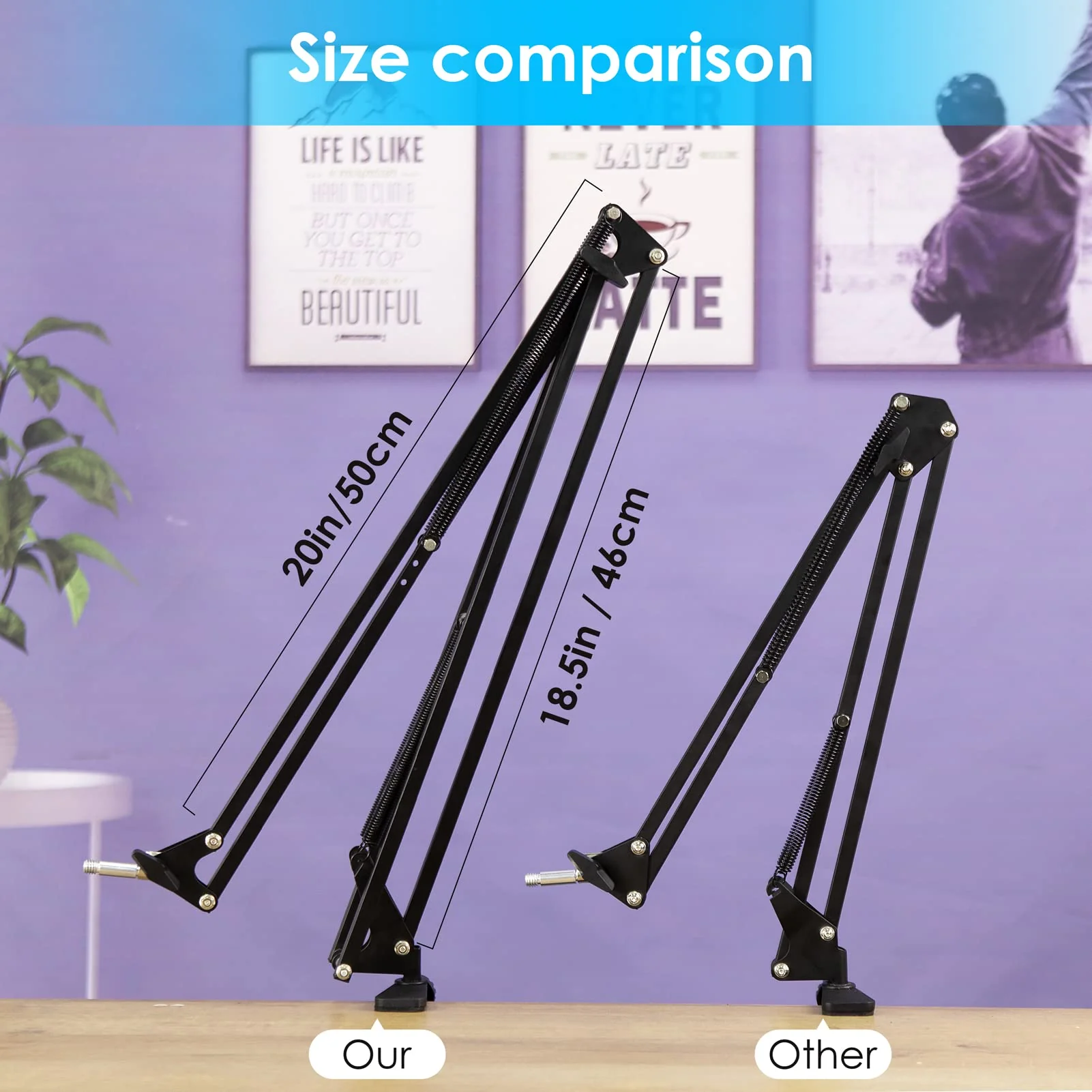 20+18.5in Rode Podmic Stand with Pop Filter, Professional Boom Arm and Windscreen for Rode PodMic Cardioid Dynamic Podcasting Microphone by YOUSHARES 20+18.5in - Image 2
