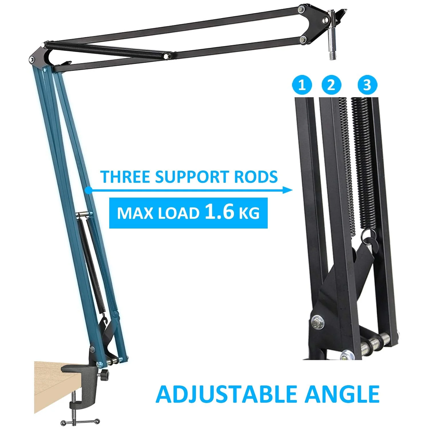 20+18.5in Rode Podmic Stand with Pop Filter, Professional Boom Arm and Windscreen for Rode PodMic Cardioid Dynamic Podcasting Microphone by YOUSHARES 20+18.5in - Image 4