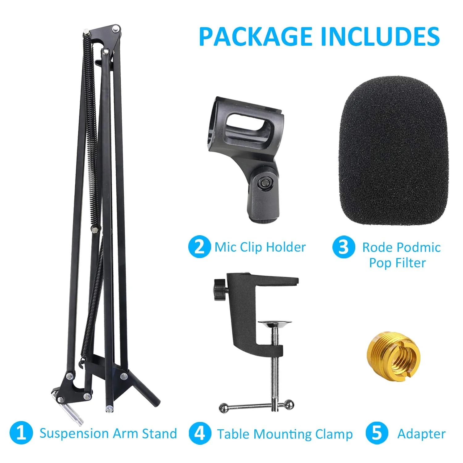 20+18.5in Rode Podmic Stand with Pop Filter, Professional Boom Arm and Windscreen for Rode PodMic Cardioid Dynamic Podcasting Microphone by YOUSHARES 20+18.5in - Image 6