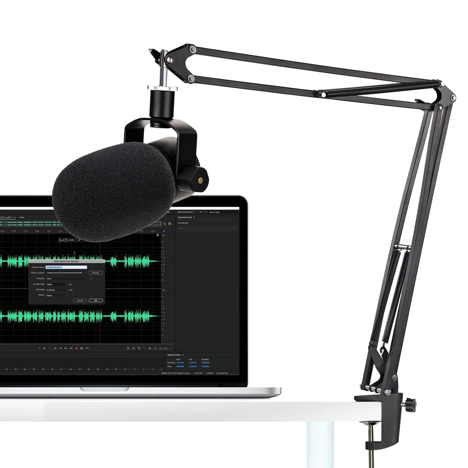 20+18.5in Rode Podmic Stand with Pop Filter, Professional Boom Arm and Windscreen for Rode PodMic Cardioid Dynamic Podcasting Microphone by YOUSHARES 20+18.5in - Image 7