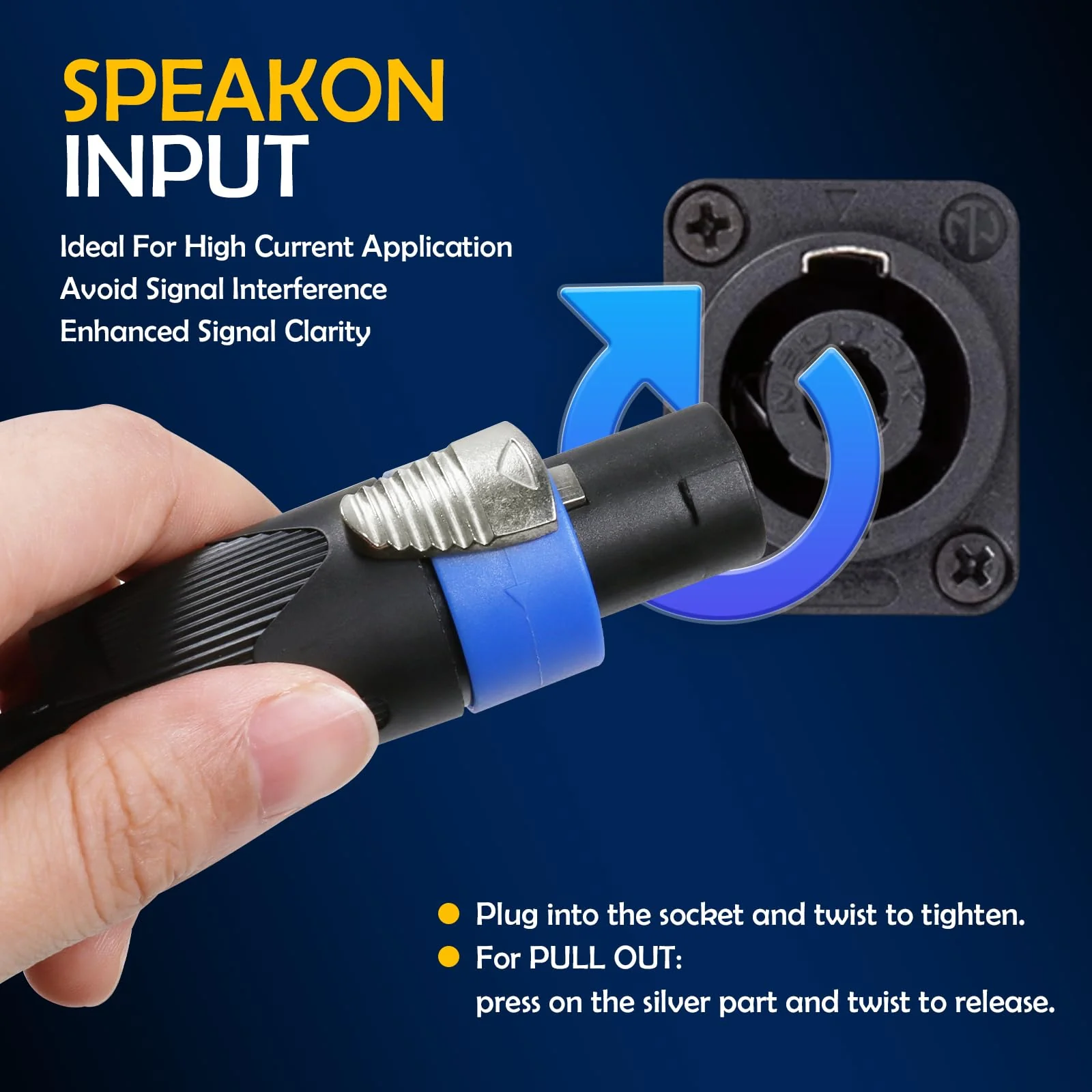 20 Feet Pack of 1 Speakon to 1/4" Cable - 1pc 20 Ft. Speak-On Male to 6.35mm TS Male Wire for Speaker, Loudspeaker, Audio Amplifier, Mixer - Heavy Duty Shielded Core with Twist Lock 20ft. - 1 Pack - Image 3
