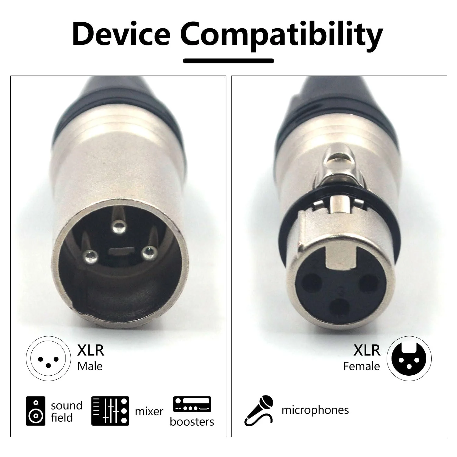 (20 Pack) 3-Pin XLR Cable Connector 10 Male & 10 Female Solder Type Mic Audio Socket Microphone Line Plug Connector, Black Housing Silver Contacts 3-Pin (20 PACK) - Image 2