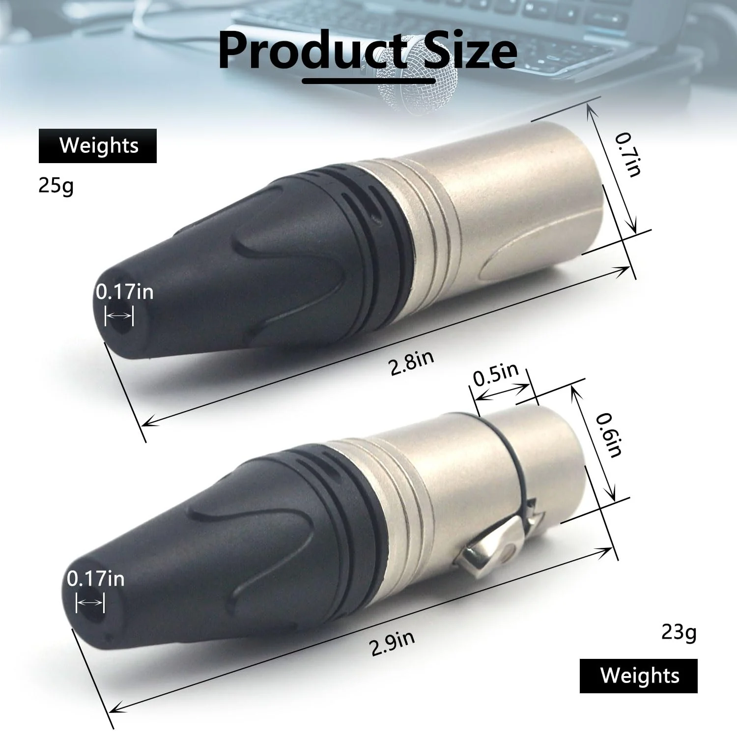 (20 Pack) 3-Pin XLR Cable Connector 10 Male & 10 Female Solder Type Mic Audio Socket Microphone Line Plug Connector, Black Housing Silver Contacts 3-Pin (20 PACK) - Image 3