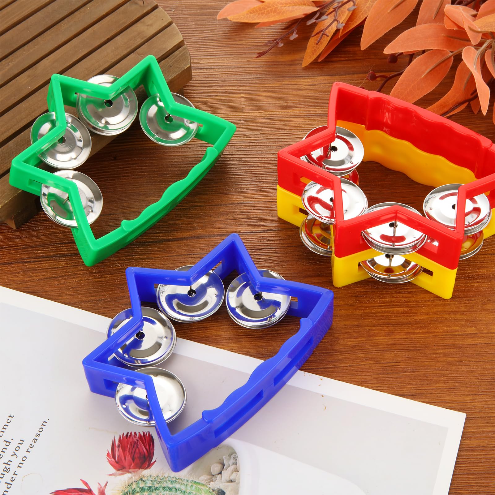 20 Pack Plastic Percussion Tambourine, 4 Colors Tambourines for Adults, Tamborines Musical Instrument, Small Tambourine with 4 Bells, Handheld Tambourines for Charity Christian wedding Party - Image 3