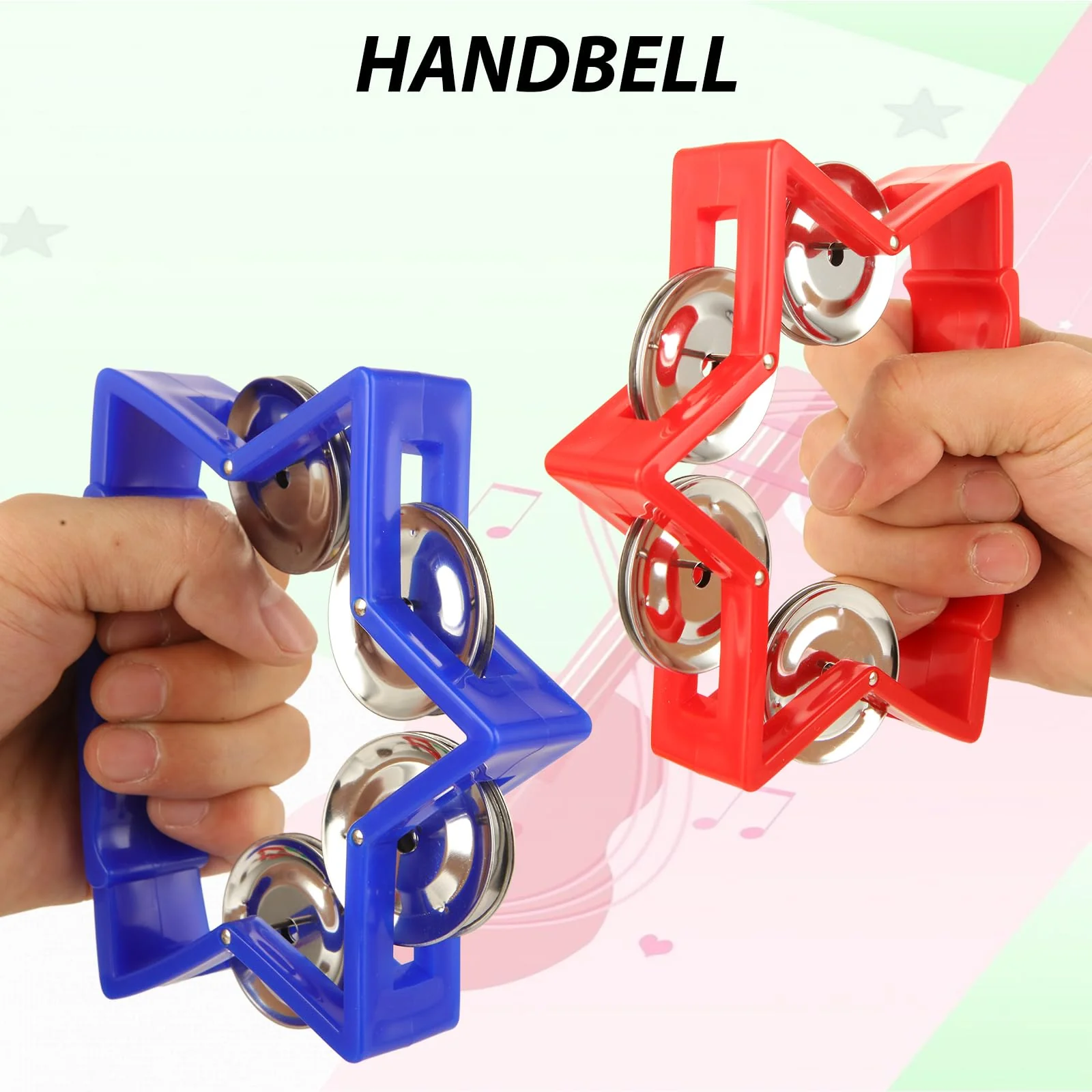 20 Pack Plastic Percussion Tambourine, 4 Colors Tambourines for Adults, Tamborines Musical Instrument, Small Tambourine with 4 Bells, Handheld Tambourines for Charity Christian wedding Party - Image 4