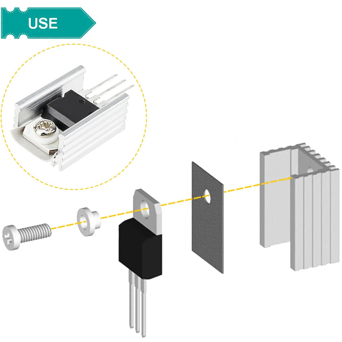 20 pcs IRLZ34N Mosfet Transistor N-Channel 30A 55V IRLZ34NPBF in-line MOSFET Transistor TO-220AB with Aluminum Heatsink Screwdriver Mounting Kits,for DIY - Image 3