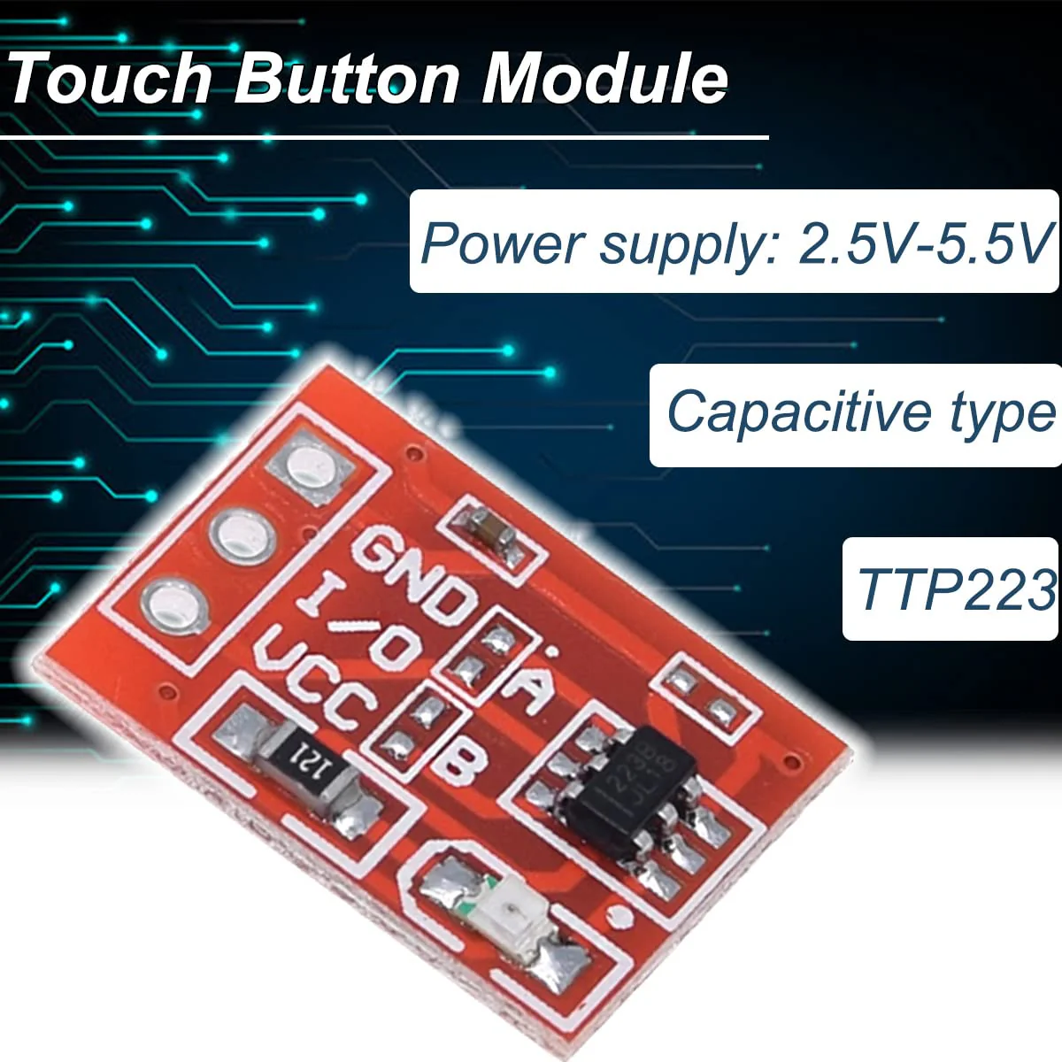 20 Pcs TTP223 Touch Button Module Self-Locking Jog Capacitive Touch Key Switch Sensor Module Single Channel for Arduino with Dupont Cable - Image 2