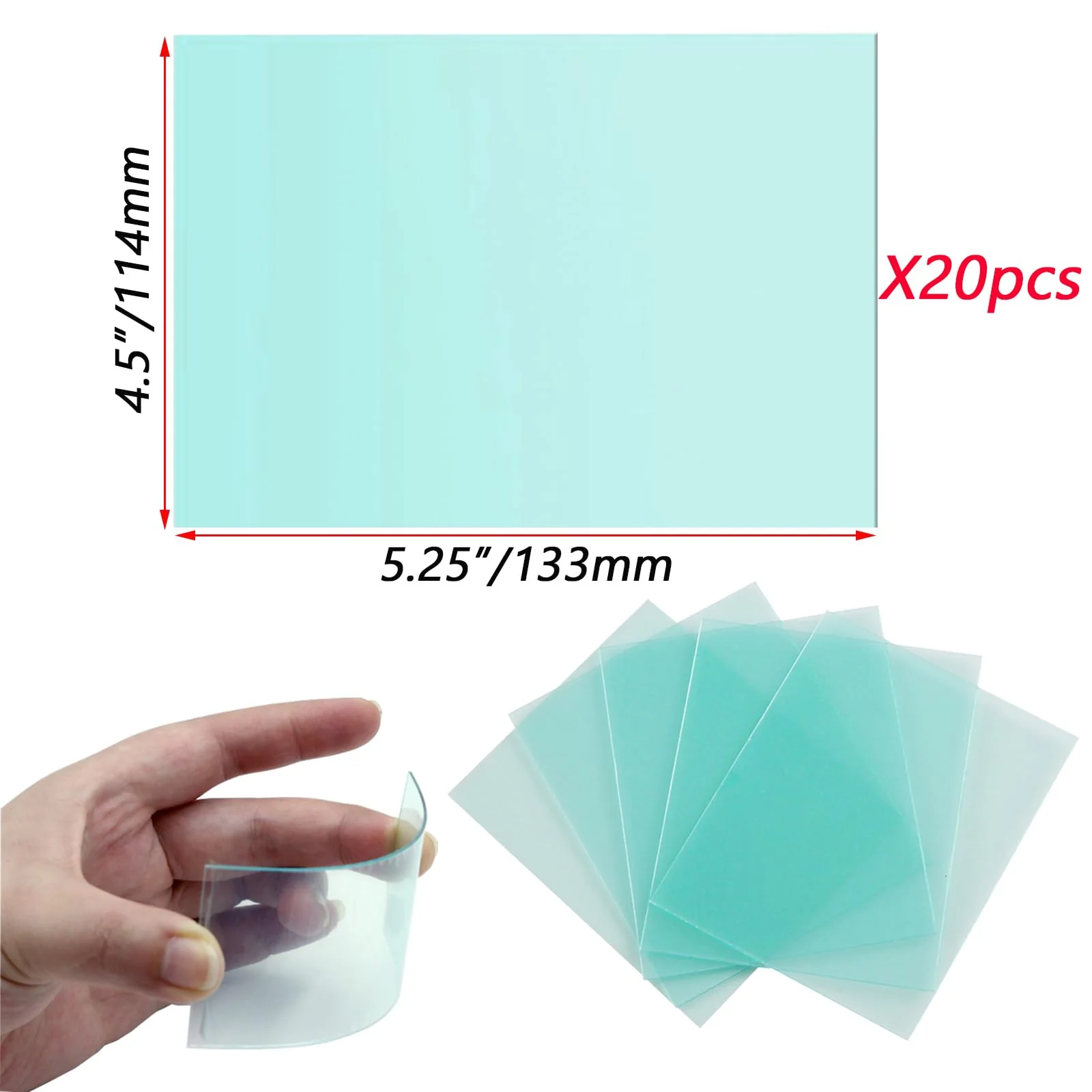 20 Pcs Welding Protective Lens Replacement Lens，4.5" x 5.25" x 0.04" Outside Replacement Helmet Clear Lens Covers for Solar Auto Darkening Welding Helmet Hood - Image 2