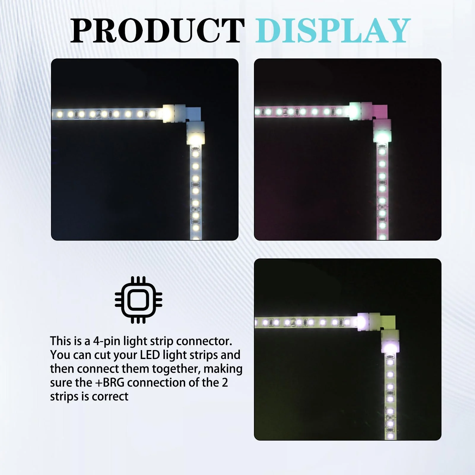20 pieces 10 mm LED strip connector set, SMD 5050 RGB strips, includes L-shaped light strip connector, 4-pin, 4-pin gapless LED strip connector - Image 4