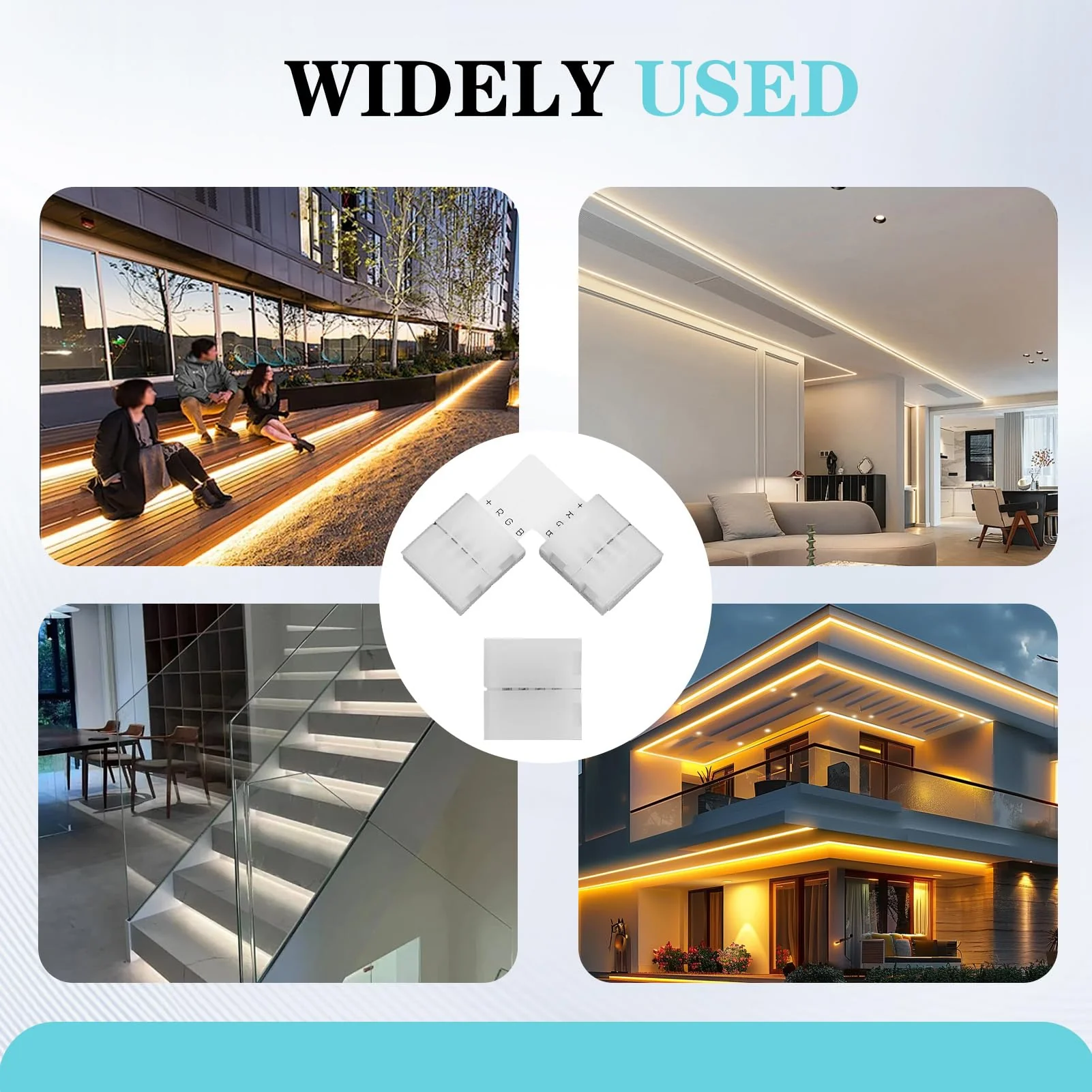 20 pieces 10 mm LED strip connector set, SMD 5050 RGB strips, includes L-shaped light strip connector, 4-pin, 4-pin gapless LED strip connector - Image 6