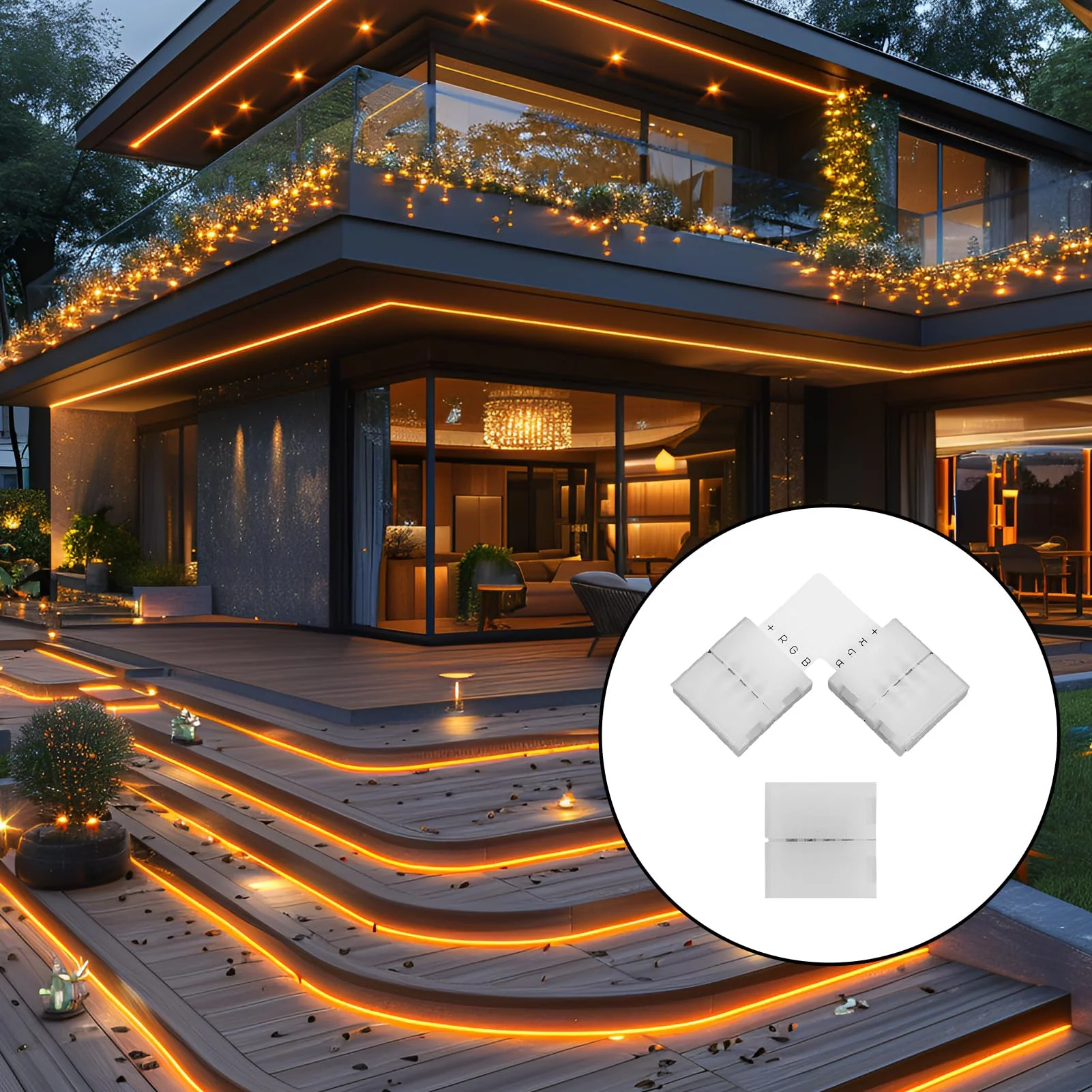 20 pieces 10 mm LED strip connector set, SMD 5050 RGB strips, includes L-shaped light strip connector, 4-pin, 4-pin gapless LED strip connector - Image 7