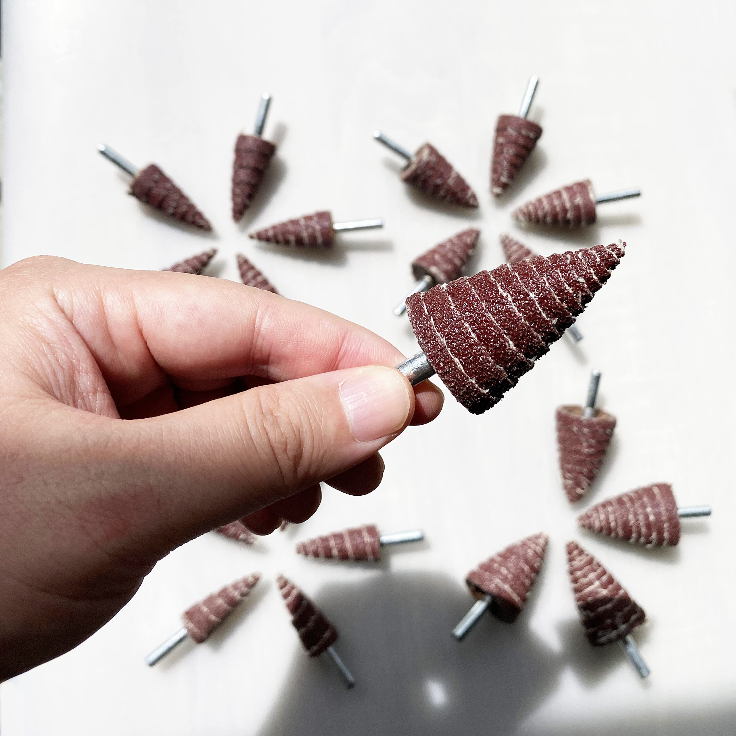 20 Pieces 4 Sizes Conical Grinding Heads with 6mm Universal Shank Spiral Grinding Head for Metal Wood Grinding - Image 2
