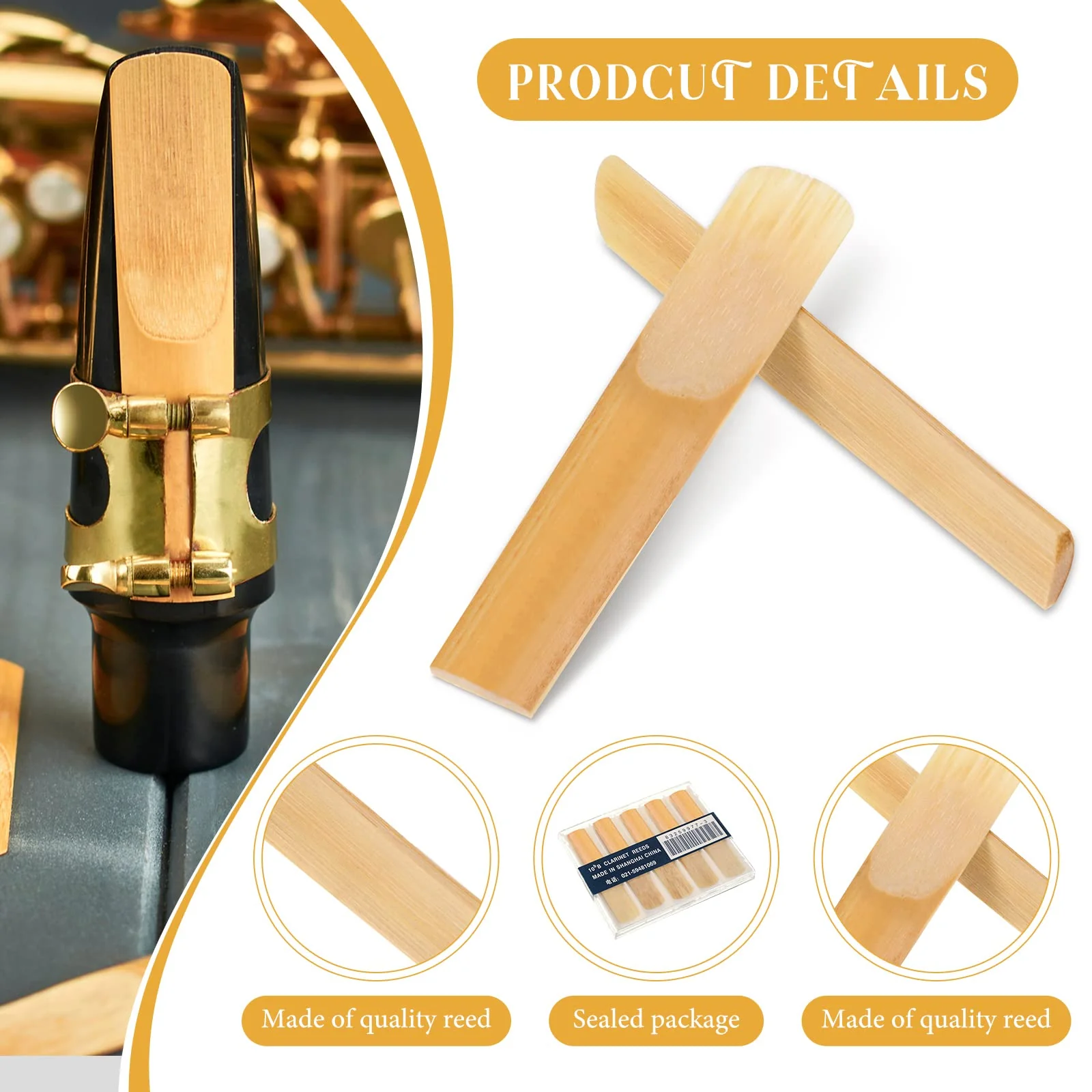 20 Pieces Clarinet Reeds 2.5 Bb Clarinet Reeds Traditional Reeds Bb Clarinet Reed 2.5 Strength Clarinet Reeds with Storage Box for Clarinet Use Replacement Supply Beginner Skillful Player - Image 3