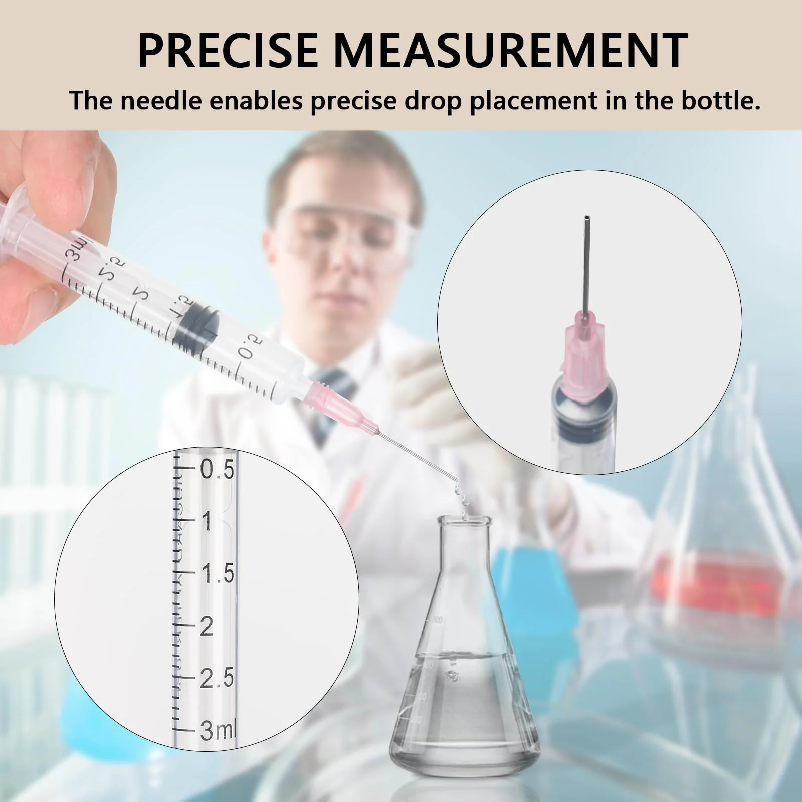 20 Pieces Colostrum Syringe 3 ml Set with Needle, Plastic Syringes of Liquids, Scientific Syringes with Caps for Laboratories, Plant Watering, Refilling and Measuring Liquids - Image 4