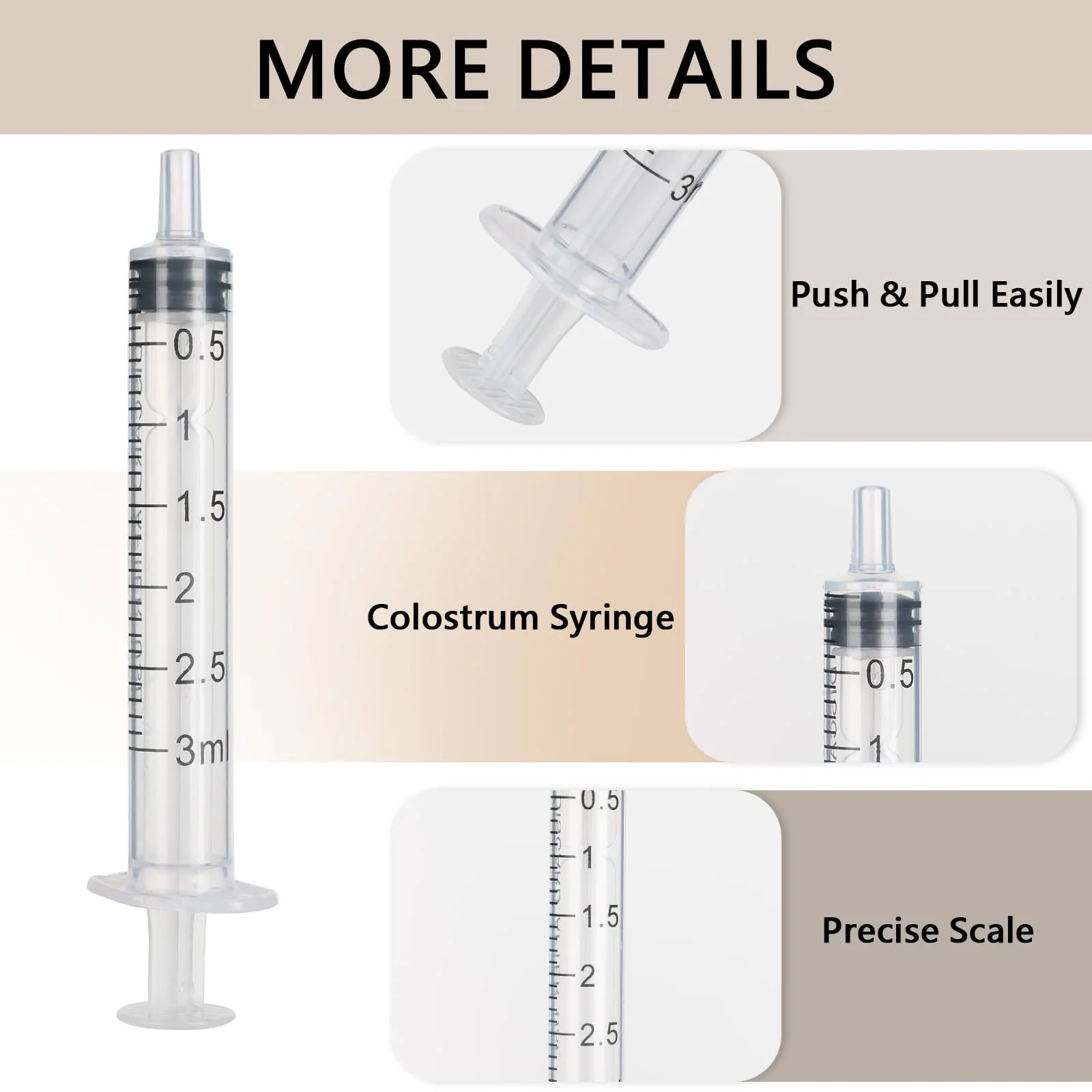 20 Pieces Colostrum Syringe 3 ml Set with Needle, Plastic Syringes of Liquids, Scientific Syringes with Caps for Laboratories, Plant Watering, Refilling and Measuring Liquids - Image 5