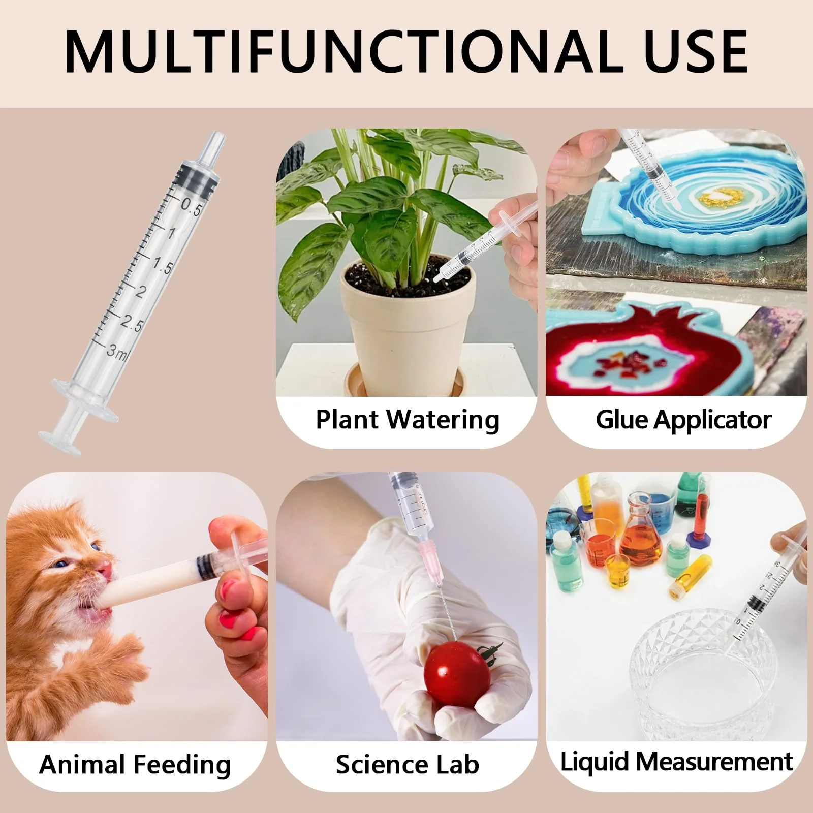 20 Pieces Colostrum Syringe 3 ml Set with Needle, Plastic Syringes of Liquids, Scientific Syringes with Caps for Laboratories, Plant Watering, Refilling and Measuring Liquids - Image 7