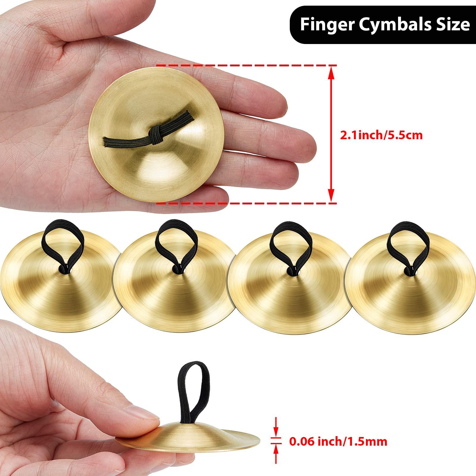 20 Pieces Finger Cymbals Belly Dancing Finger Dancing Finger Zills Musical Instrument for Dancer Party (Gold) Gold - Image 2