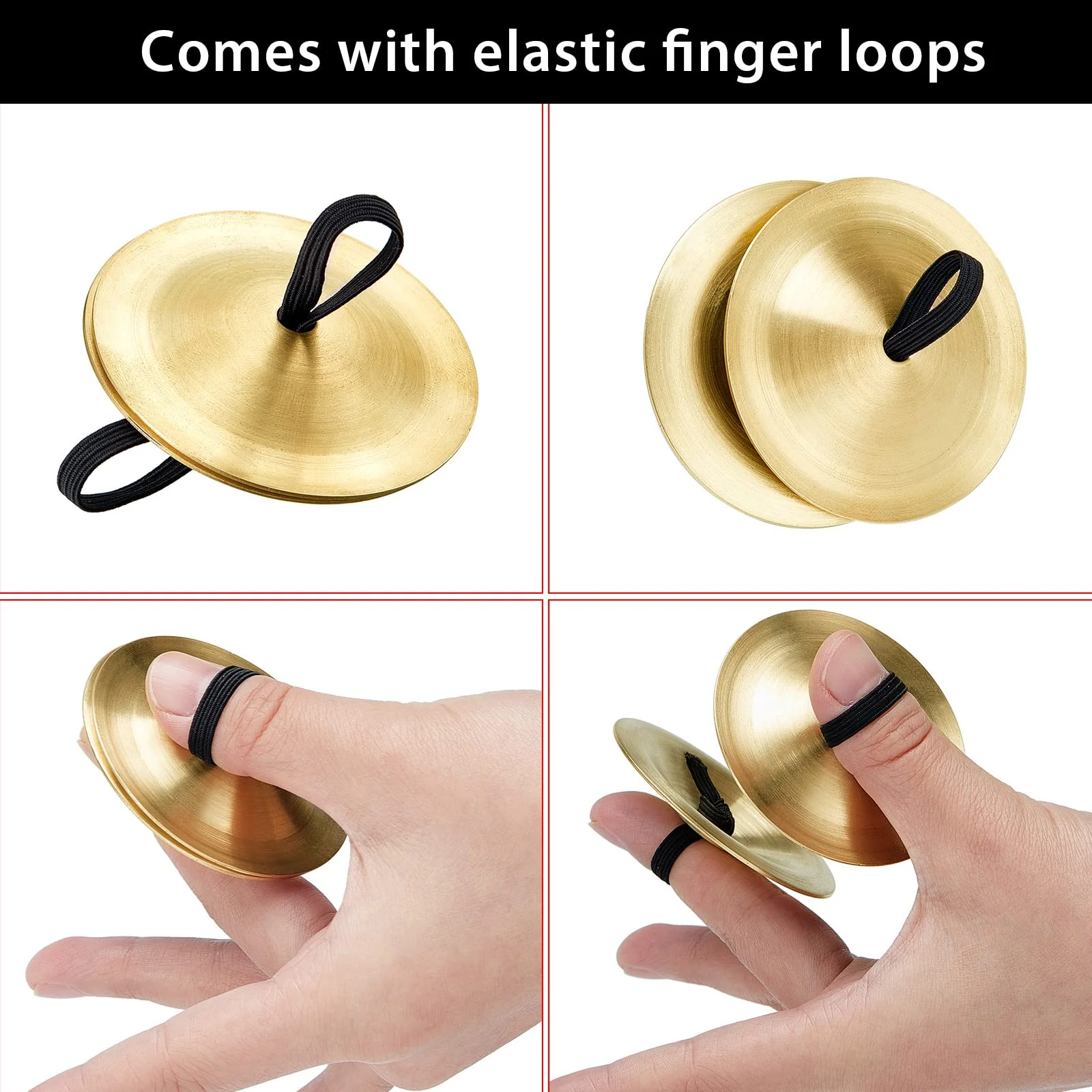 20 Pieces Finger Cymbals Belly Dancing Finger Dancing Finger Zills Musical Instrument for Dancer Party (Gold) Gold - Image 4