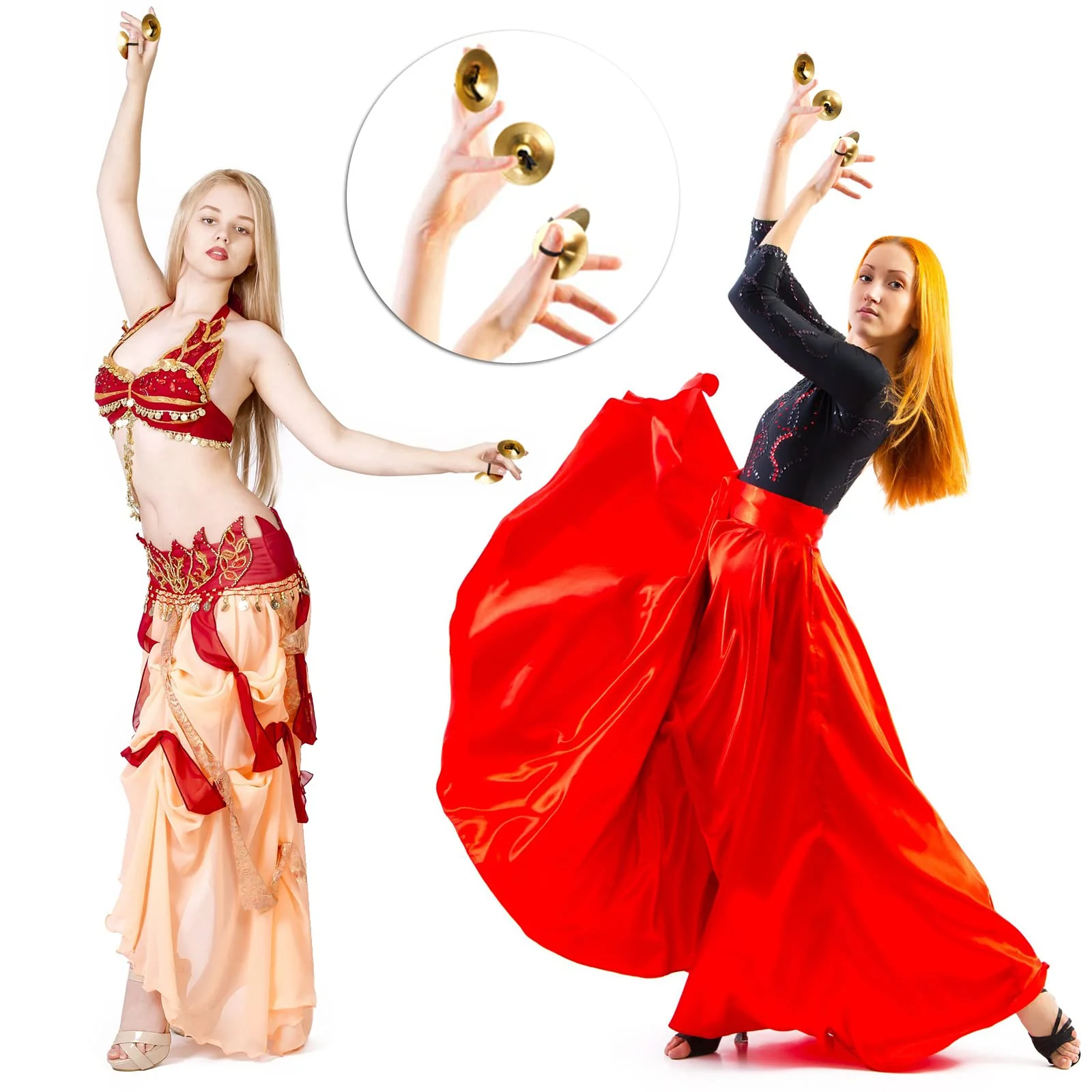 20 Pieces Finger Cymbals Belly Dancing Finger Dancing Finger Zills Musical Instrument for Dancer Party (Gold) Gold - Image 5