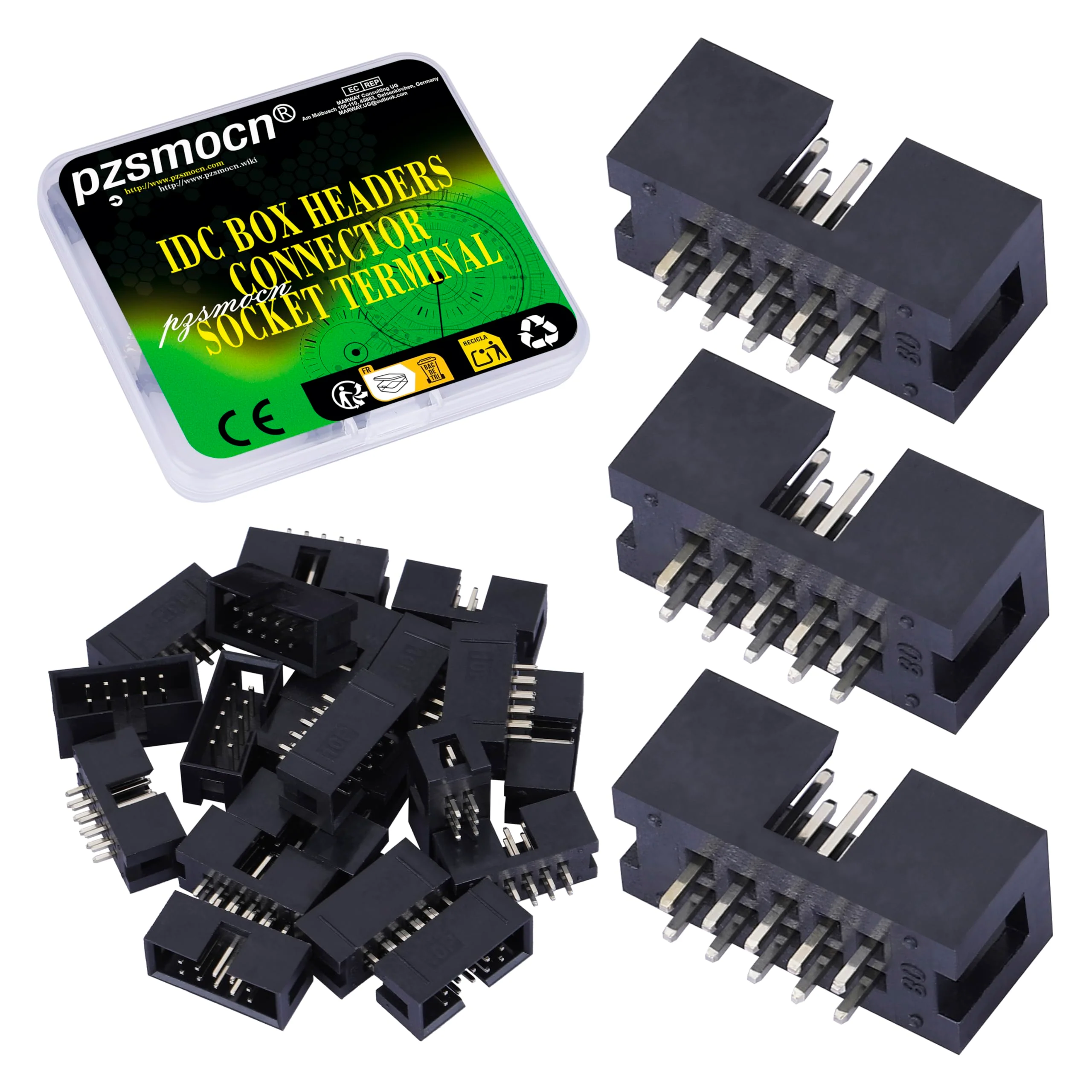 20 Pieces IDC 2 * 5 Double Row 2.54 mm Pitch JTAG ISP 10-Pin Straight Pin in-line Box Header Connector Adapter Cable Male Socket Terminal for PCB Electronic Equipment Projects. 2.54 mm Male Socket Terminal