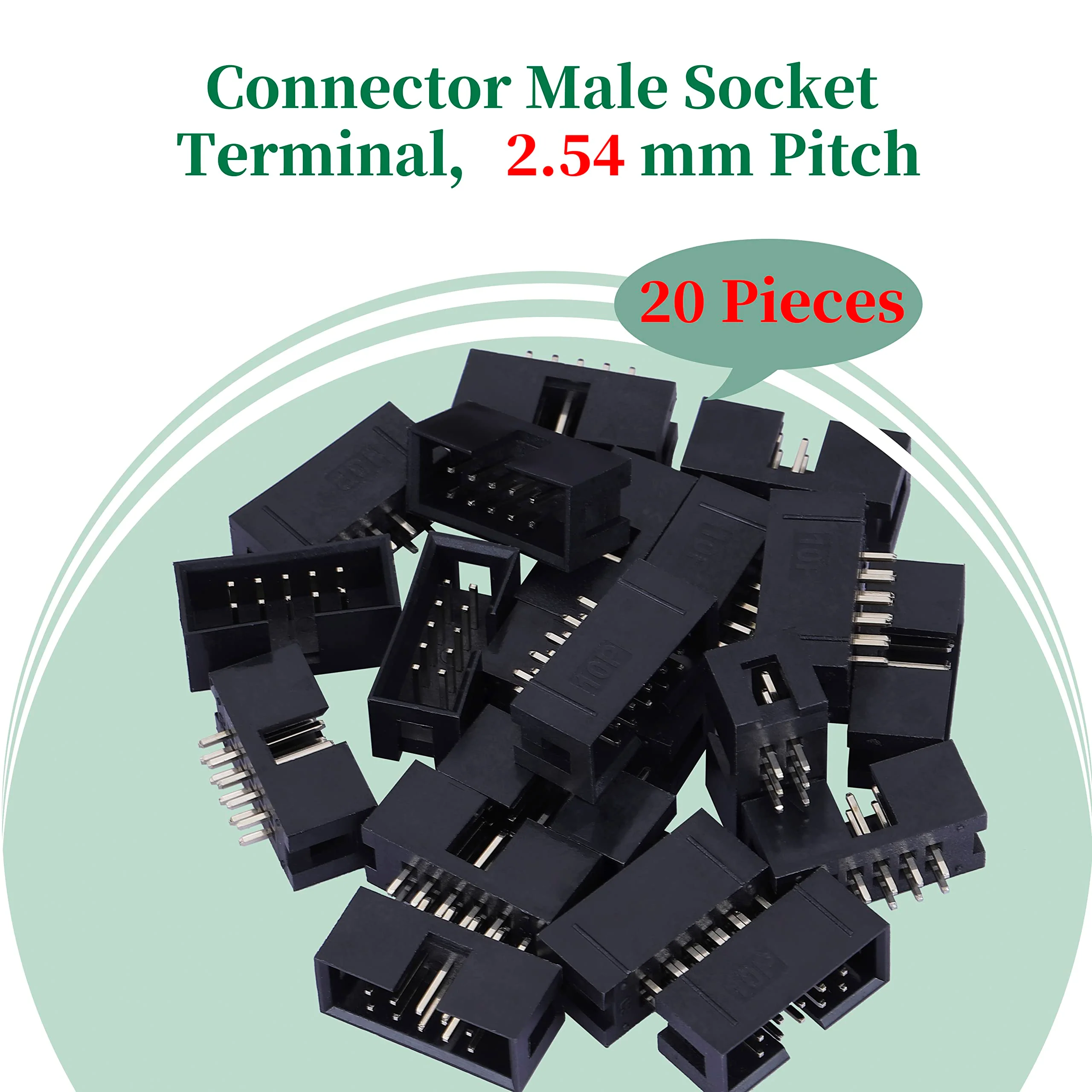 20 Pieces IDC 2 * 5 Double Row 2.54 mm Pitch JTAG ISP 10-Pin Straight Pin in-line Box Header Connector Adapter Cable Male Socket Terminal for PCB Electronic Equipment Projects. 2.54 mm Male Socket Terminal - Image 3