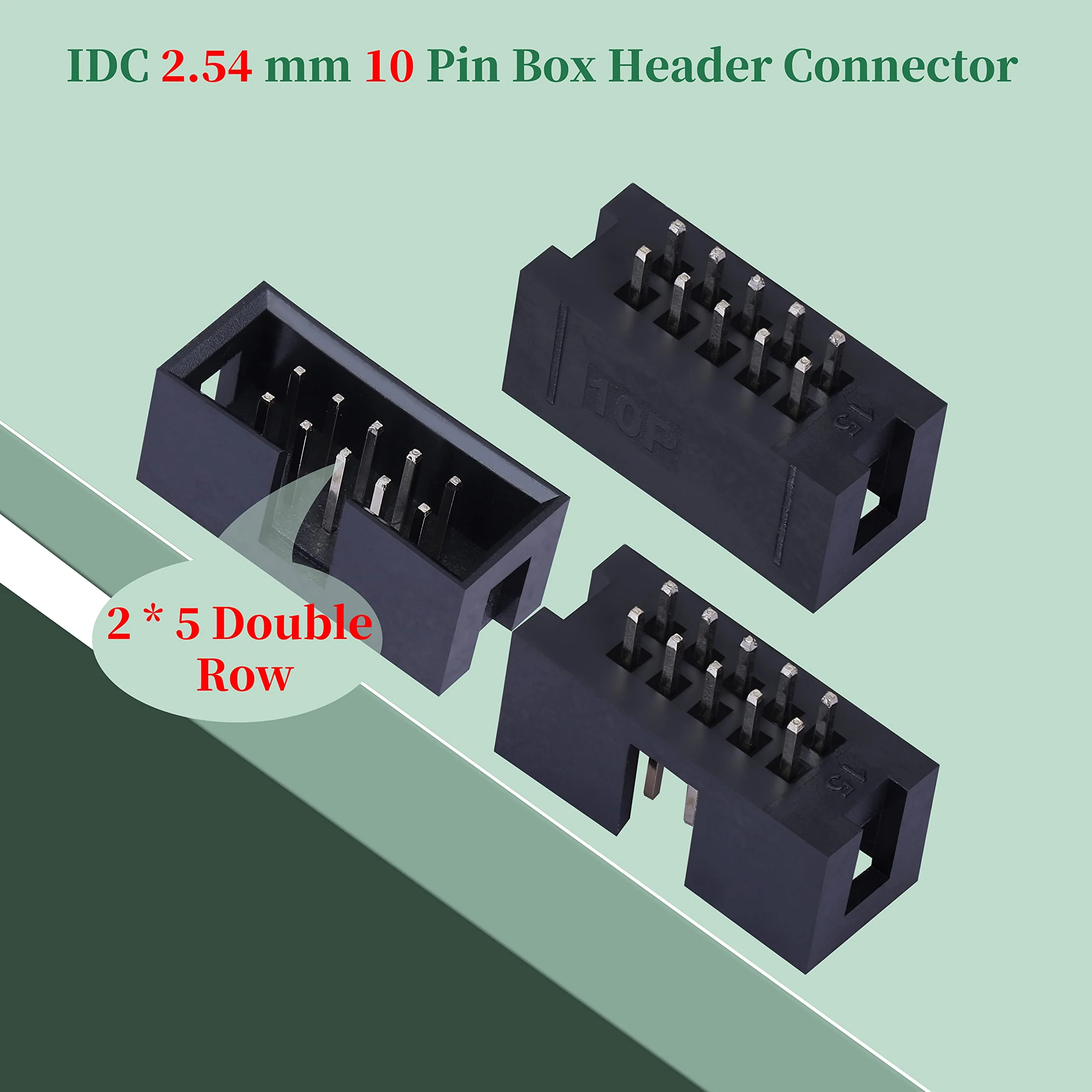 20 Pieces IDC 2 * 5 Double Row 2.54 mm Pitch JTAG ISP 10-Pin Straight Pin in-line Box Header Connector Adapter Cable Male Socket Terminal for PCB Electronic Equipment Projects. 2.54 mm Male Socket Terminal - Image 5