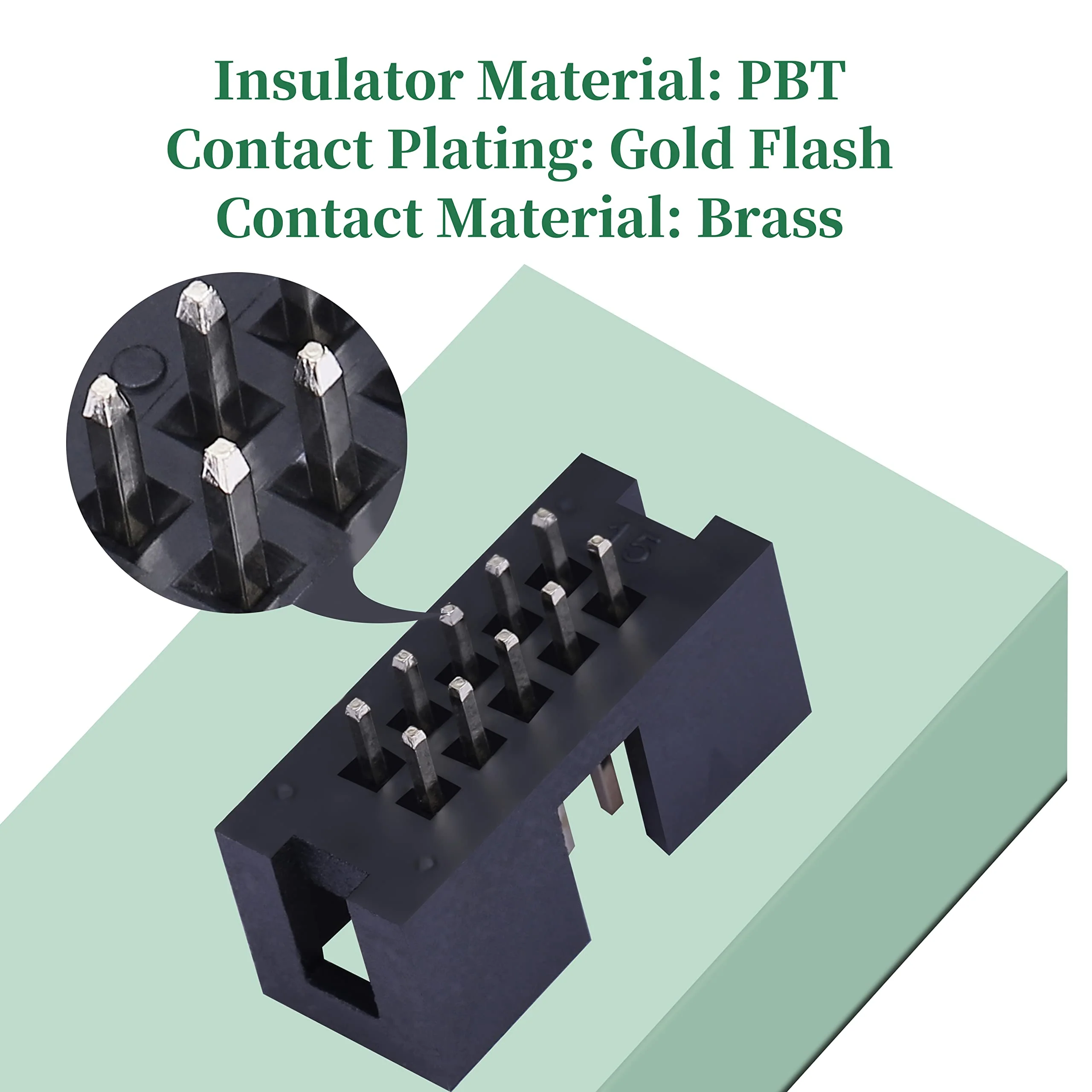 20 Pieces IDC 2 * 5 Double Row 2.54 mm Pitch JTAG ISP 10-Pin Straight Pin in-line Box Header Connector Adapter Cable Male Socket Terminal for PCB Electronic Equipment Projects. 2.54 mm Male Socket Terminal - Image 7