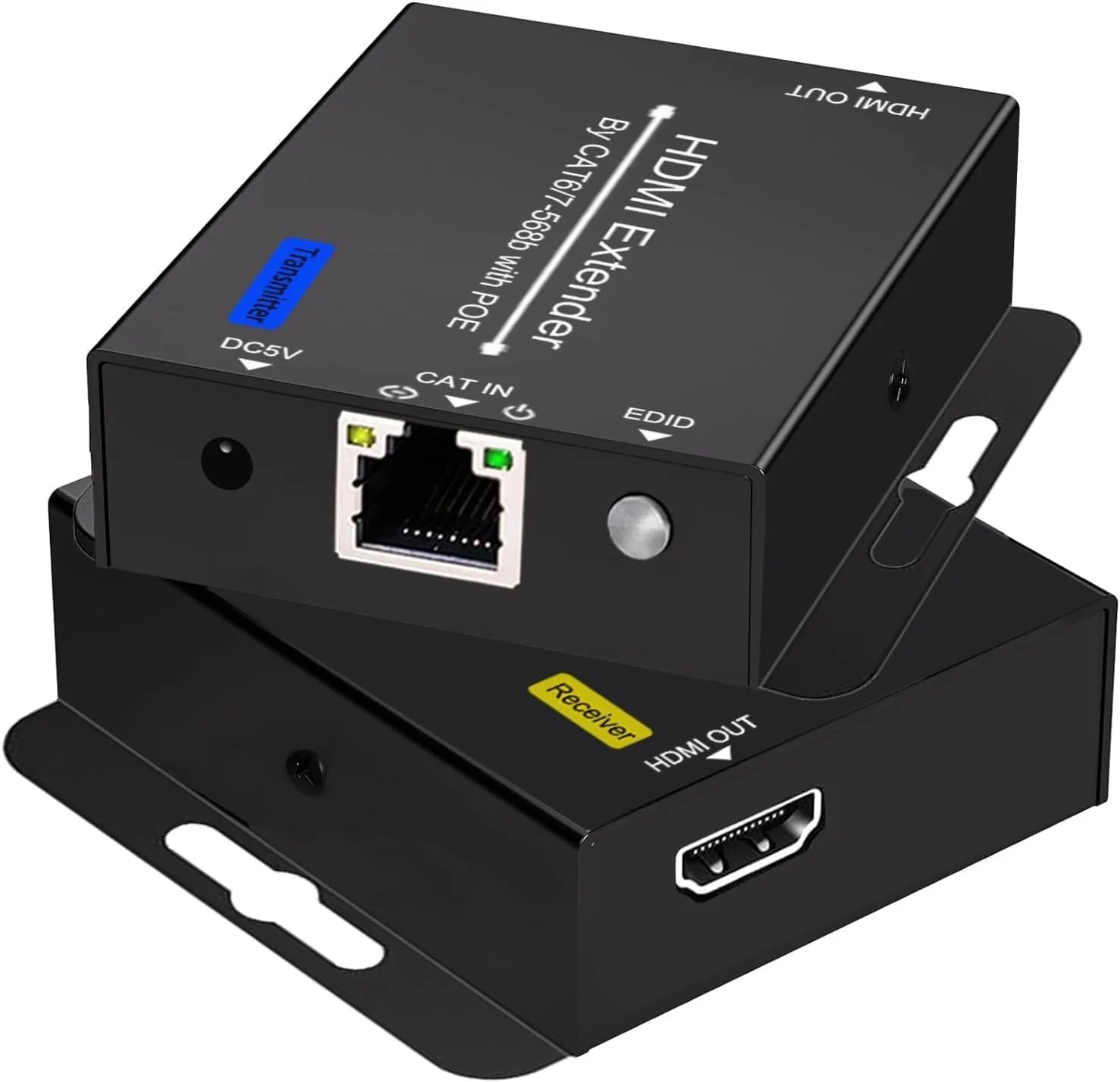 200ft HDMI Extender Over CAT6 CAT7 RJ45 Ethernet to HDMI Converter LAN Extension POC Support 1080P 3D EDID Copy Deep Color Compatible with PC PS4 Roku Unilateral Power Supply White - Image 9