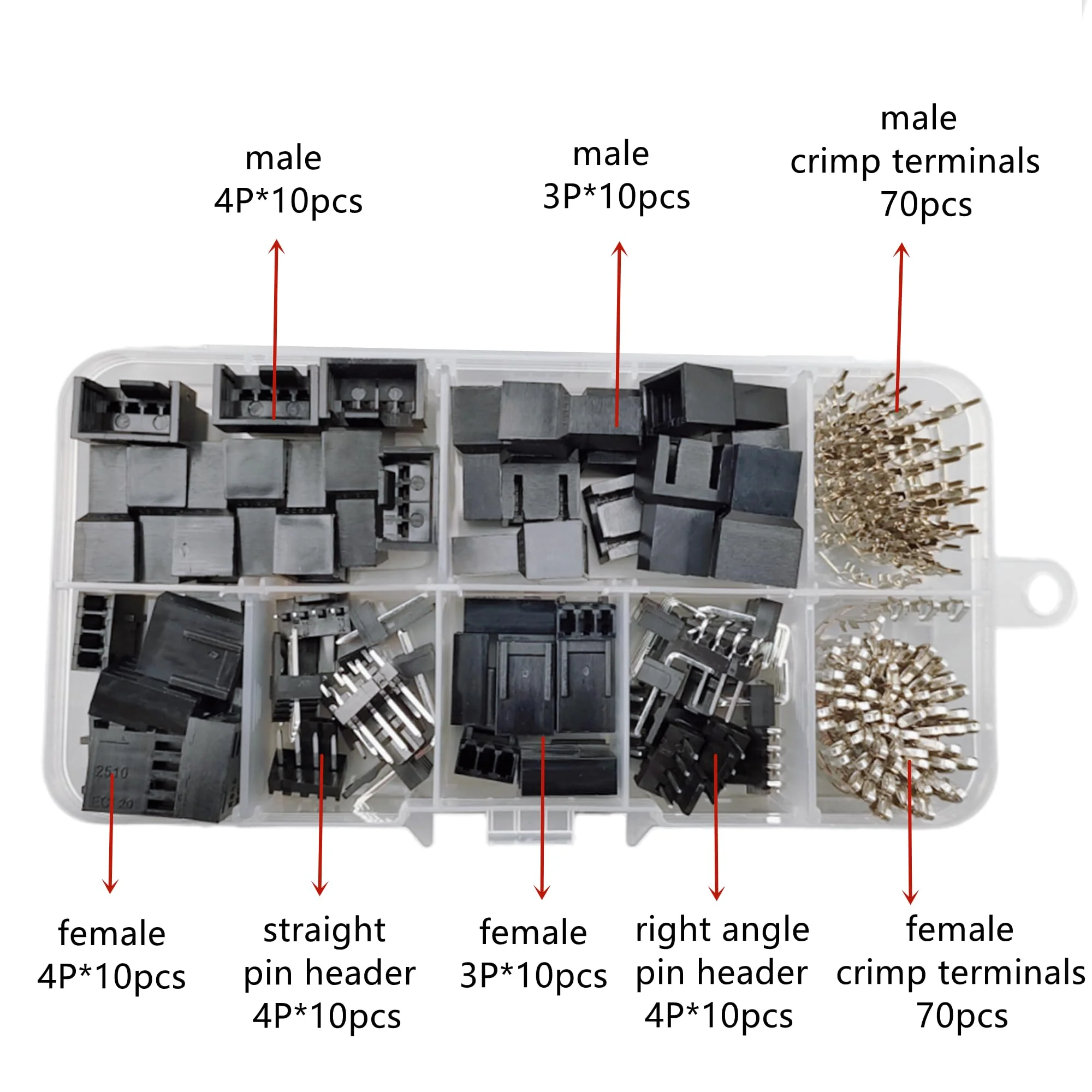 200PCS PWM Plastic Shell Computer Case Cooling Fan Male Female Plug Interface 3-Pin/4-Pin PC Fan Connector Kit - Image 2