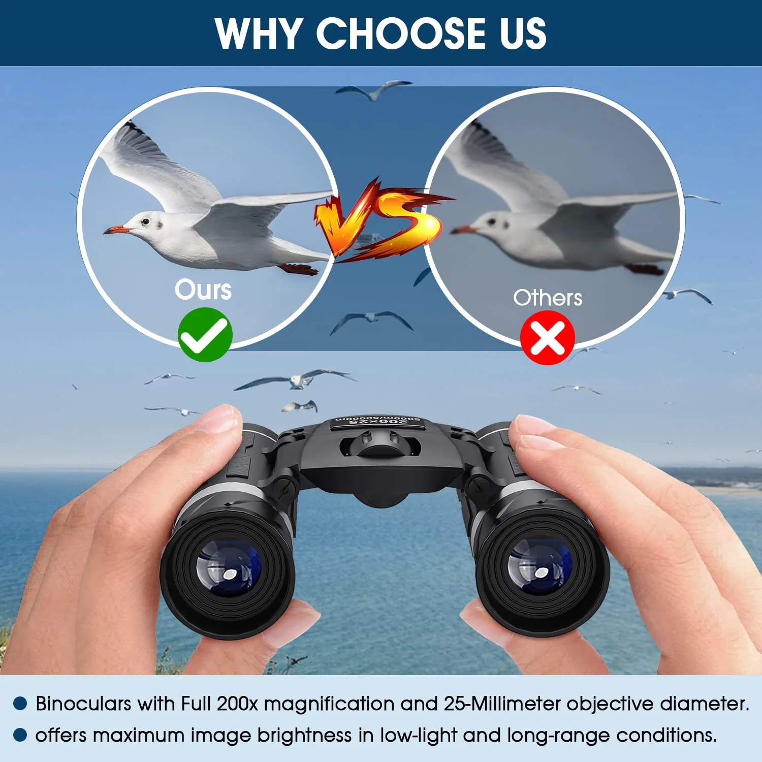200x25 Compact Binoculars for Adults and Kids, High Powered Mini Pocket Binoculars, Waterproof Small Binoculars for Bird Watching, Hunting, Concert, Theater, Opera, Traveling, Sightseeing 200x25 Black - Image 5