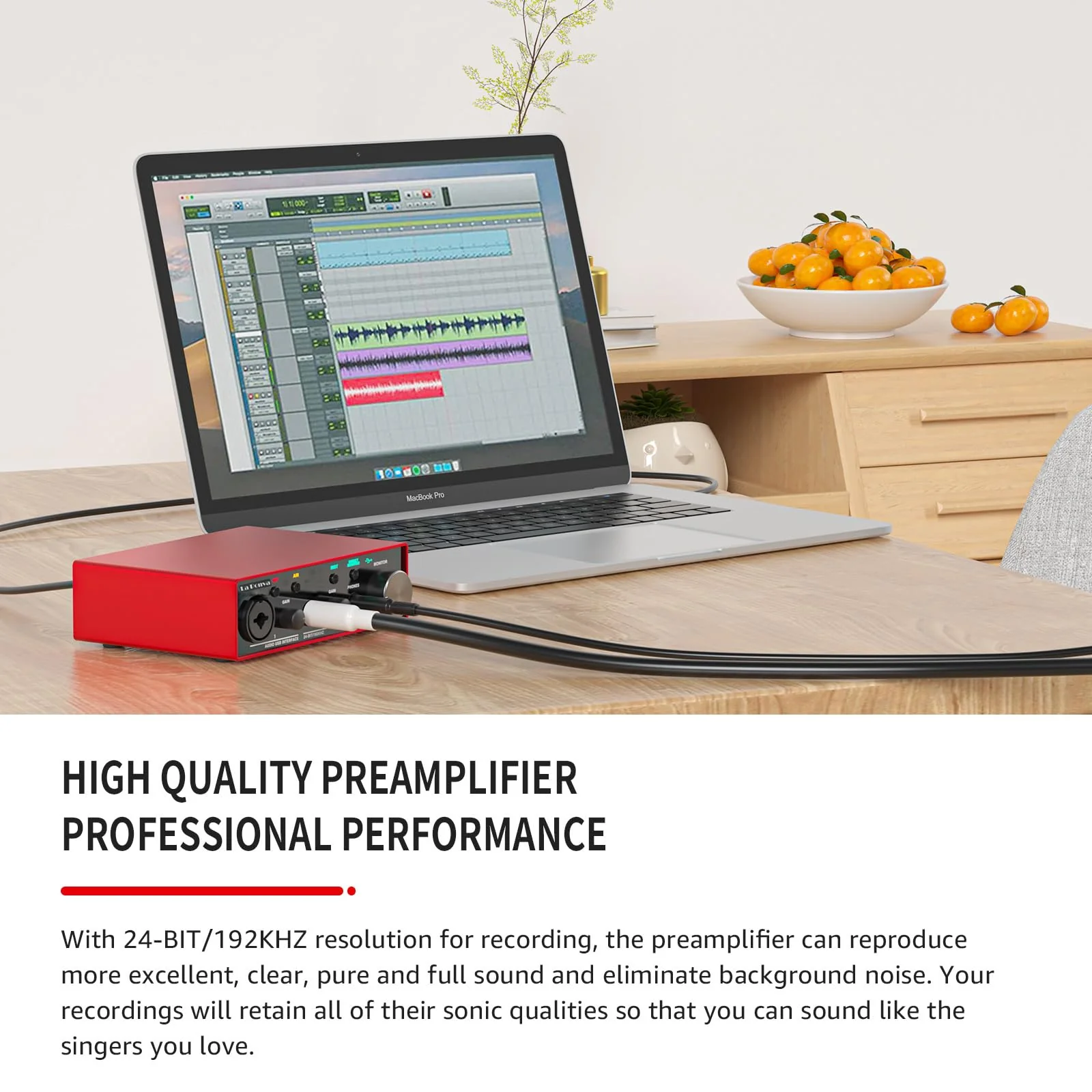 2023 La Ponva USB Audio Interface for Pc and Mac, 24Bit/192kHz High-Fidelity for Professional Recording, Podcasting, Streaming, with XLR/48V Phantom Power for MIC, Ultra-low Latency for Studio - Image 2
