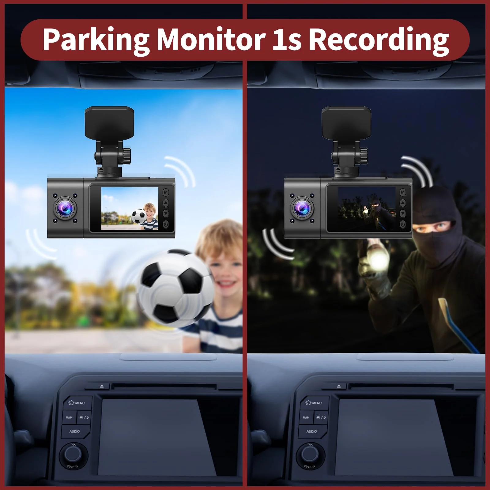 2025 Dash Cam, 3 Channel Dash Cam Front and Rear Inside, Interior Car Camera, 2.5K/1440P Single Fr,Fr+Interior, Front+Rear Dash Camera for Cars Taxi with Night Vision, Parking Monitor 1S Recording - Image 3