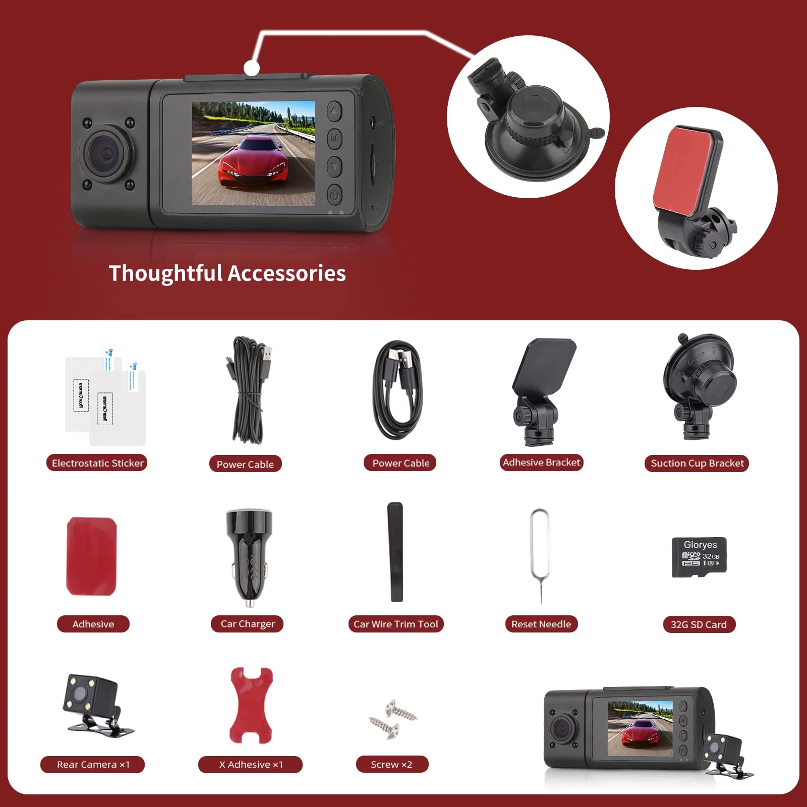 2025 Dash Cam, 3 Channel Dash Cam Front and Rear Inside, Interior Car Camera, 2.5K/1440P Single Fr,Fr+Interior, Front+Rear Dash Camera for Cars Taxi with Night Vision, Parking Monitor 1S Recording - Image 4