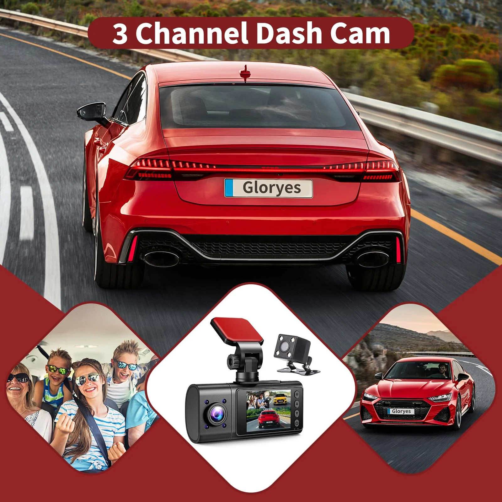 2025 Dash Cam, 3 Channel Dash Cam Front and Rear Inside, Interior Car Camera, 2.5K/1440P Single Fr,Fr+Interior, Front+Rear Dash Camera for Cars Taxi with Night Vision, Parking Monitor 1S Recording - Image 5