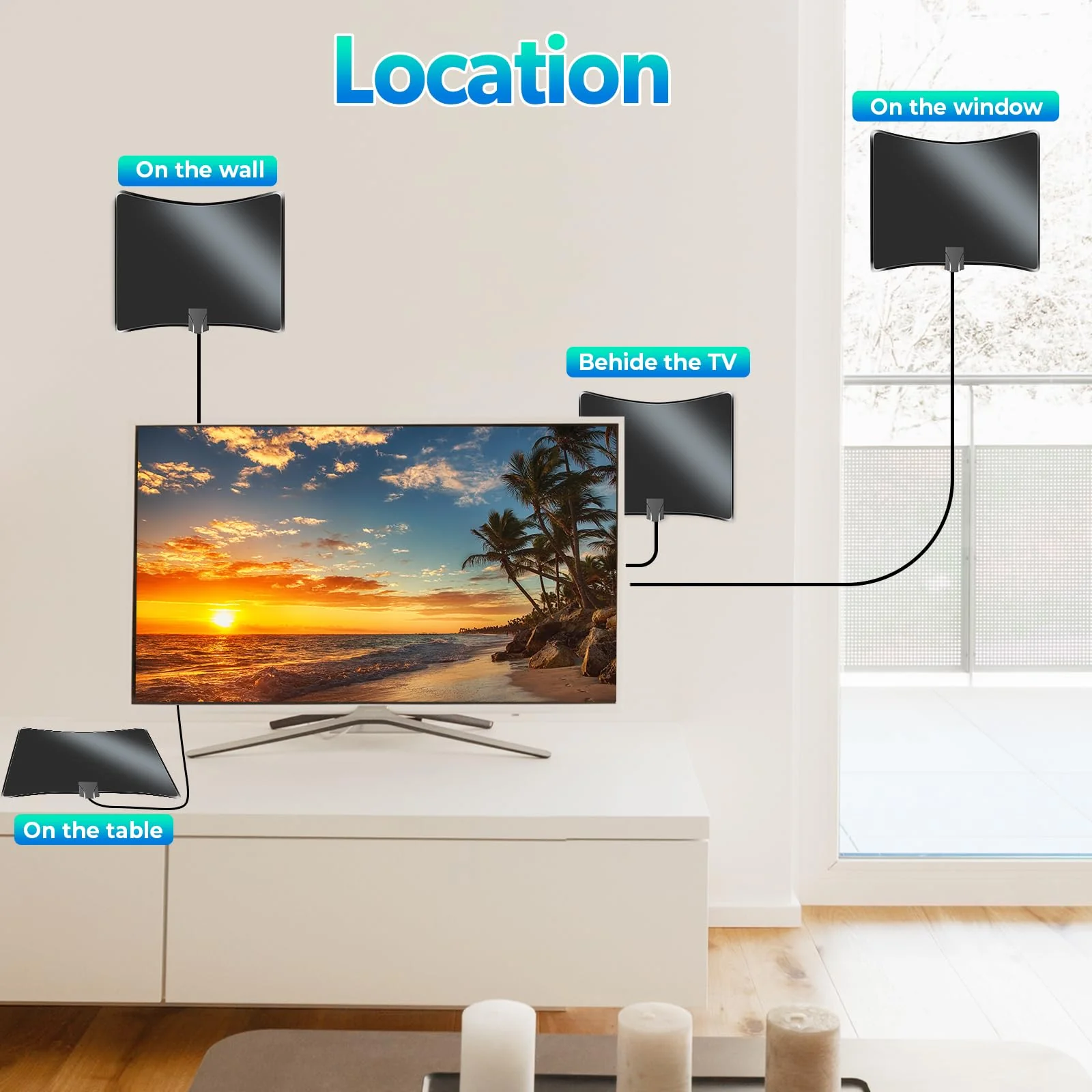 2026 Antenna for Smart TV Indoor, TV Antenna 3600+ Miles Antenna for Local Channels, Indoor TV Antenna 4K 8K 1080p with Amplifier Signal Booster -18FT Coaxial Cable Black - Image 6