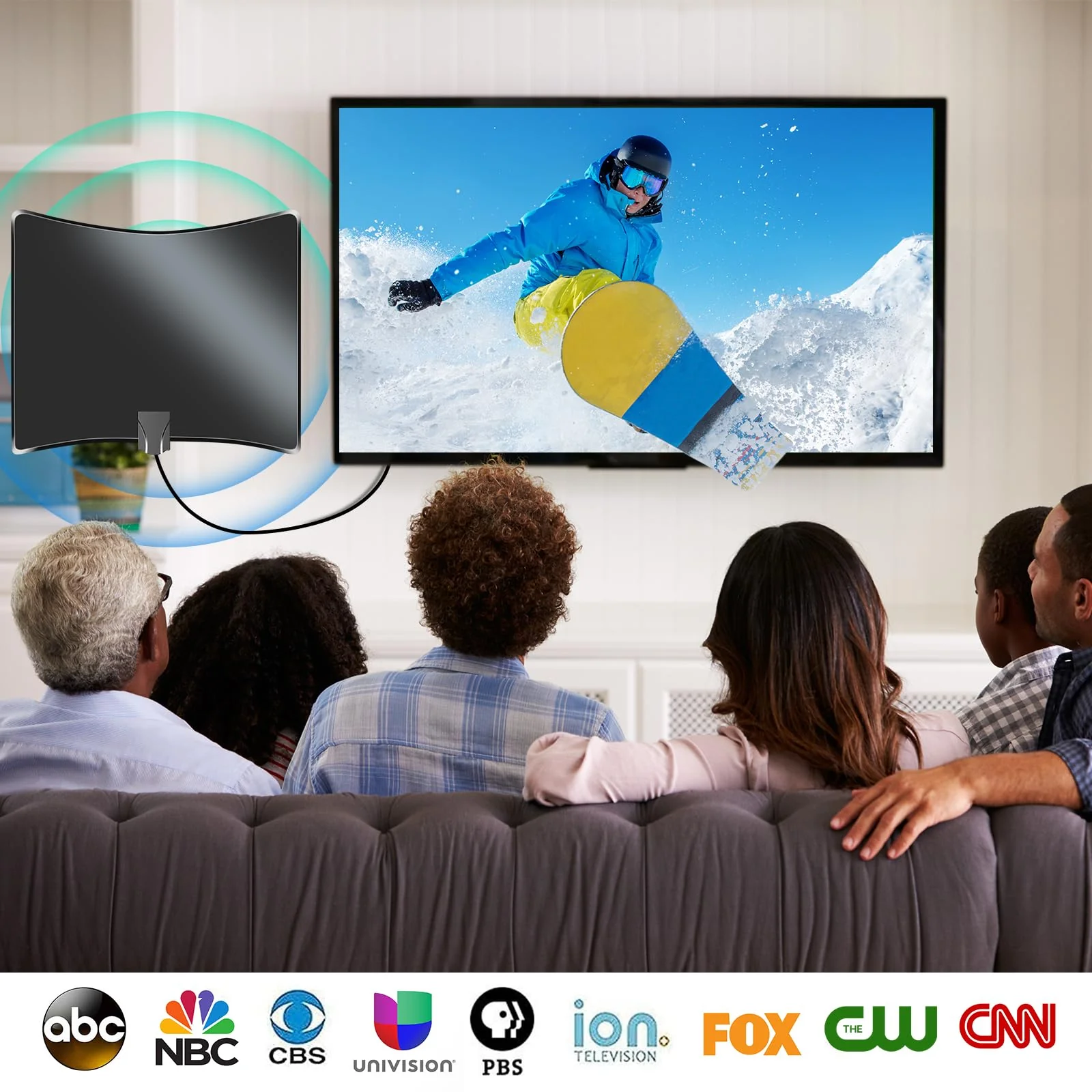 2026 Antenna for Smart TV Indoor, TV Antenna 3600+ Miles Antenna for Local Channels, Indoor TV Antenna 4K 8K 1080p with Amplifier Signal Booster -18FT Coaxial Cable Black - Image 7