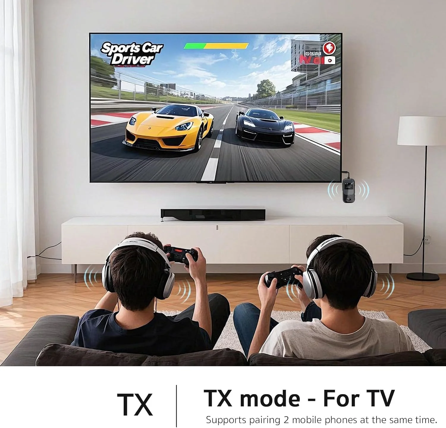 2026 Upgraded Bluetooth 5.3 2-in-1 Audio Adapter, Dual Link for 2 AirPods/Headphones, OLED 3.5mm AUX Transmitter Receiver for Airplane, TV, Car (Black) Black - Image 6