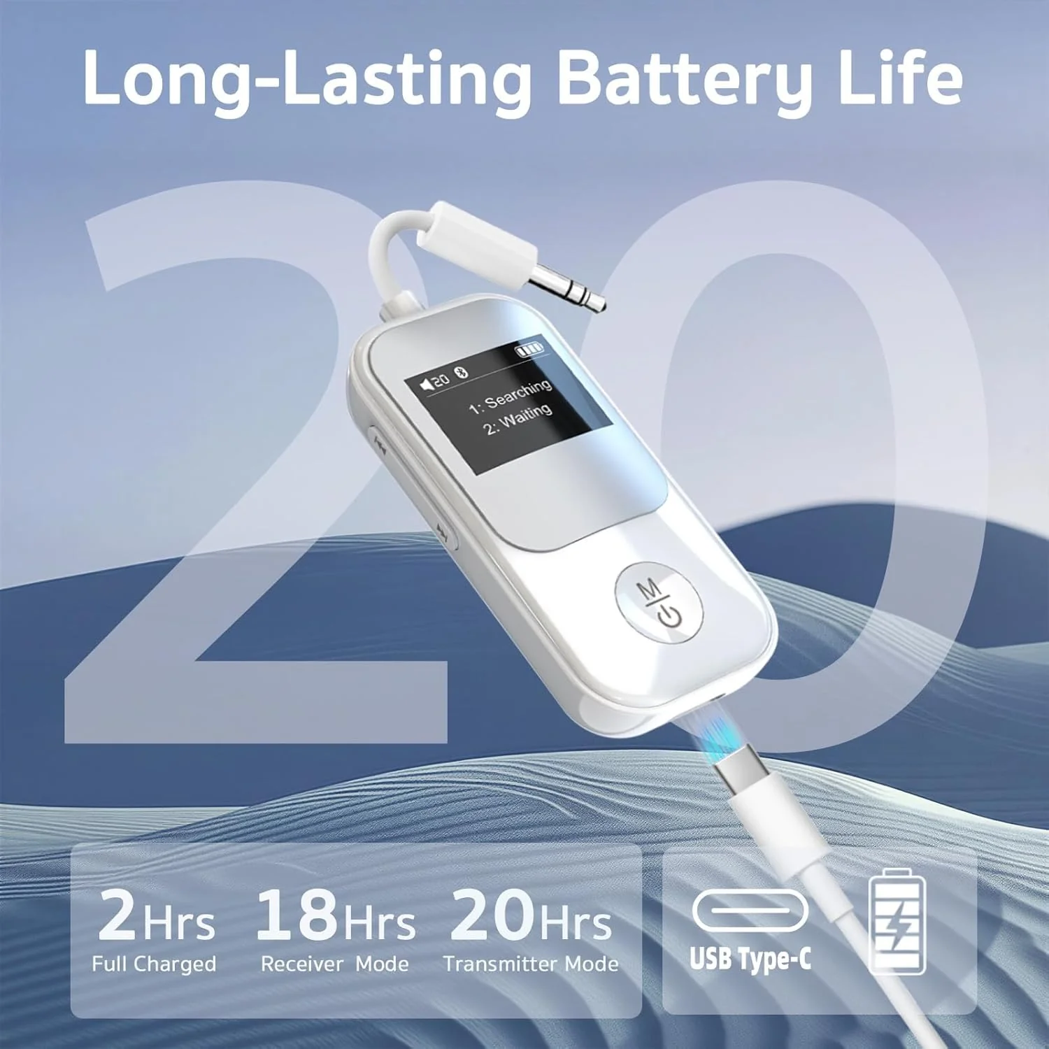 [2026 Upgraded] Bluetooth Transmitter 5.3 Receiver with OLED Display | Dual Connection & Low Latency | Wireless Aux Bluetooth Adapter for TV, Airplane, Headphone, Airpods, Speaker, Car (Silver) Silver - Image 3