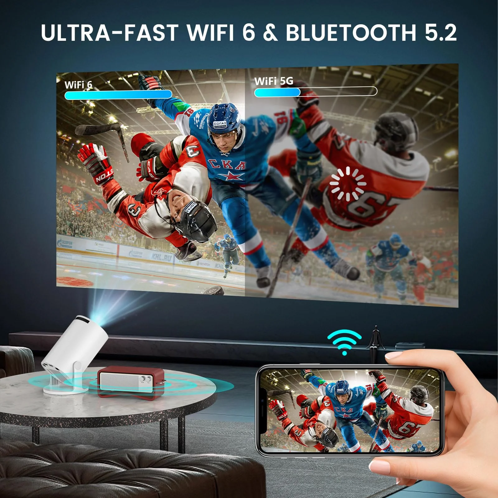 2026 Upgraded HY300PRO Mini Projector, 4K Supported Portable Projector with WiFi and Bluetooth, Auto Keystone & 180° Rotation, Smart Outdoor Movie Proyector - Image 5