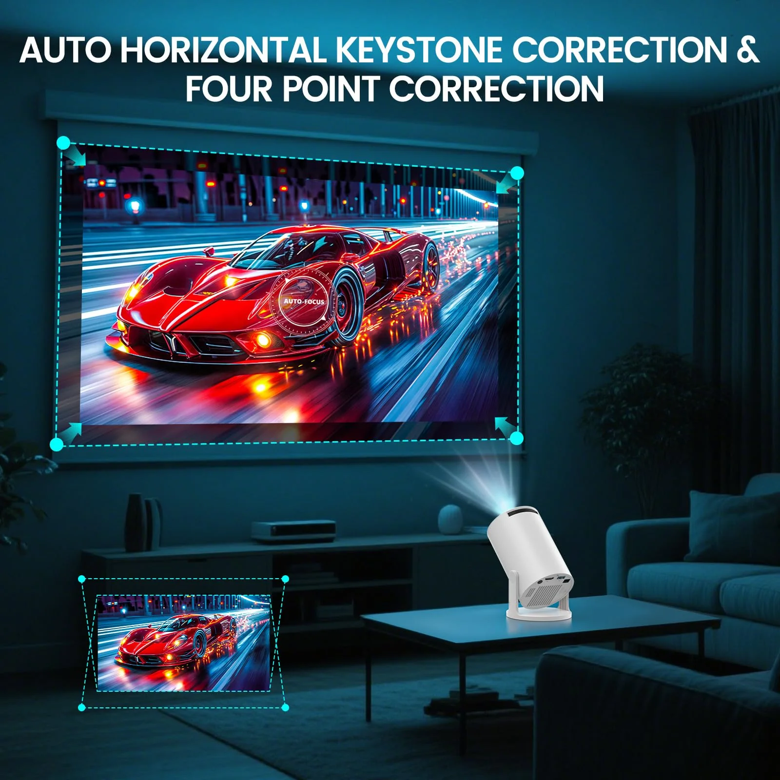 2026 Upgraded HY300PRO Mini Projector, 4K Supported Portable Projector with WiFi and Bluetooth, Auto Keystone & 180° Rotation, Smart Outdoor Movie Proyector - Image 6