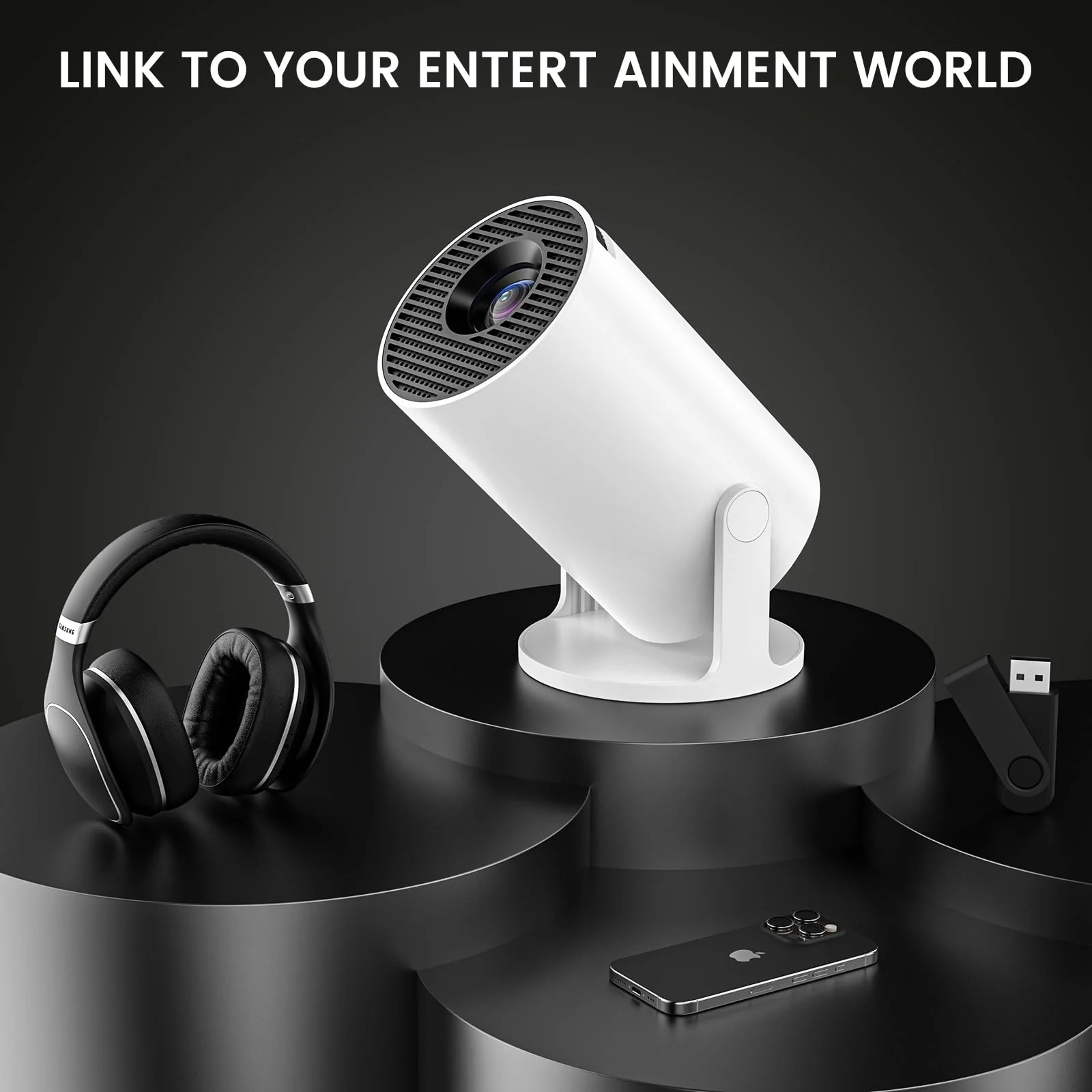 2026 Upgraded HY300PRO Mini Projector, 4K Supported Portable Projector with WiFi and Bluetooth, Auto Keystone & 180° Rotation, Smart Outdoor Movie Proyector - Image 8