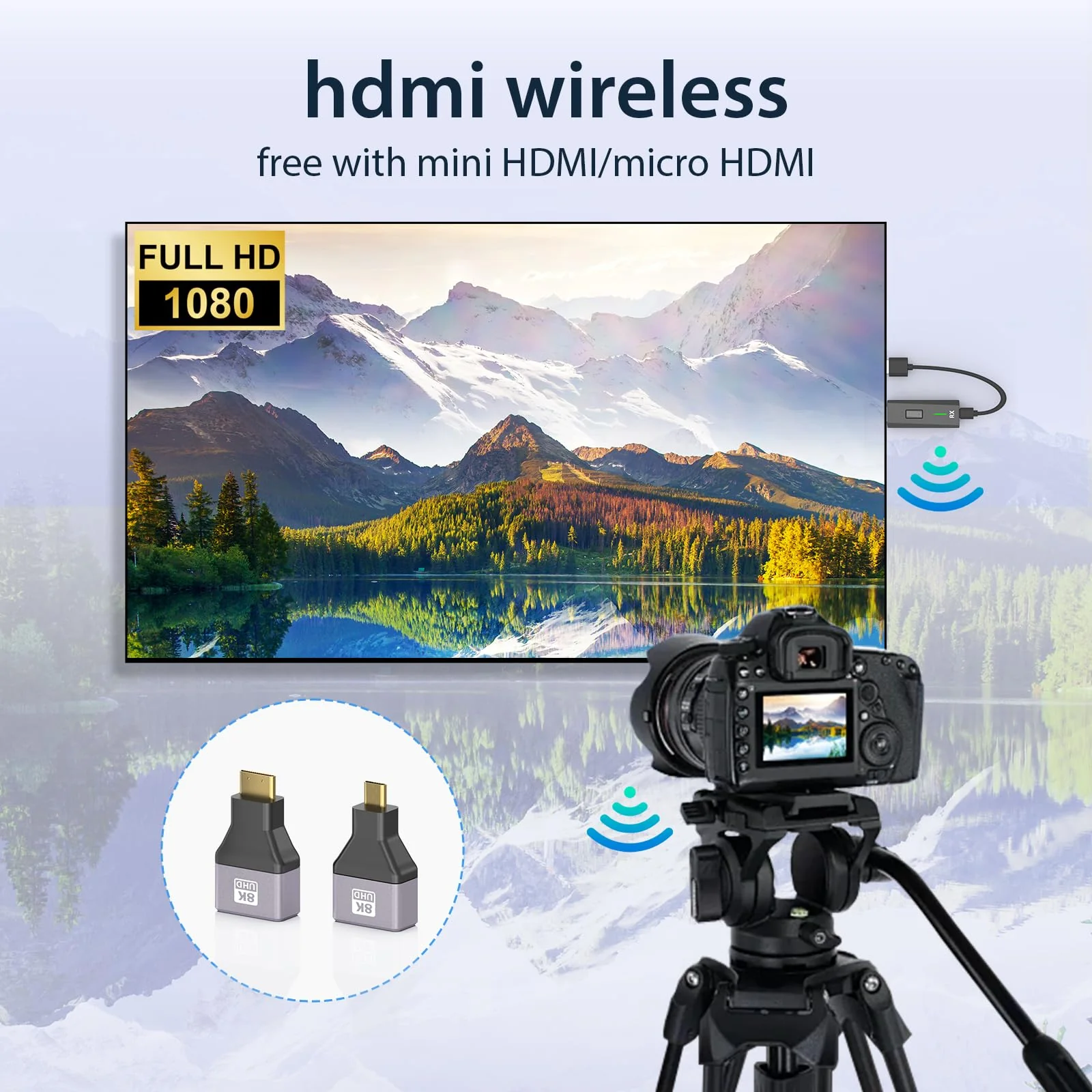 2026 Upgraded Wireless HDMI Transmitter and Receiver 328FT/100M, 4k Decode 1080P Output, Plug & Play Portable 2.4g/5g, Wireless Hdmi Extender Kit to Monitor from Laptop/PC/Projector/TV Box Black - Image 8