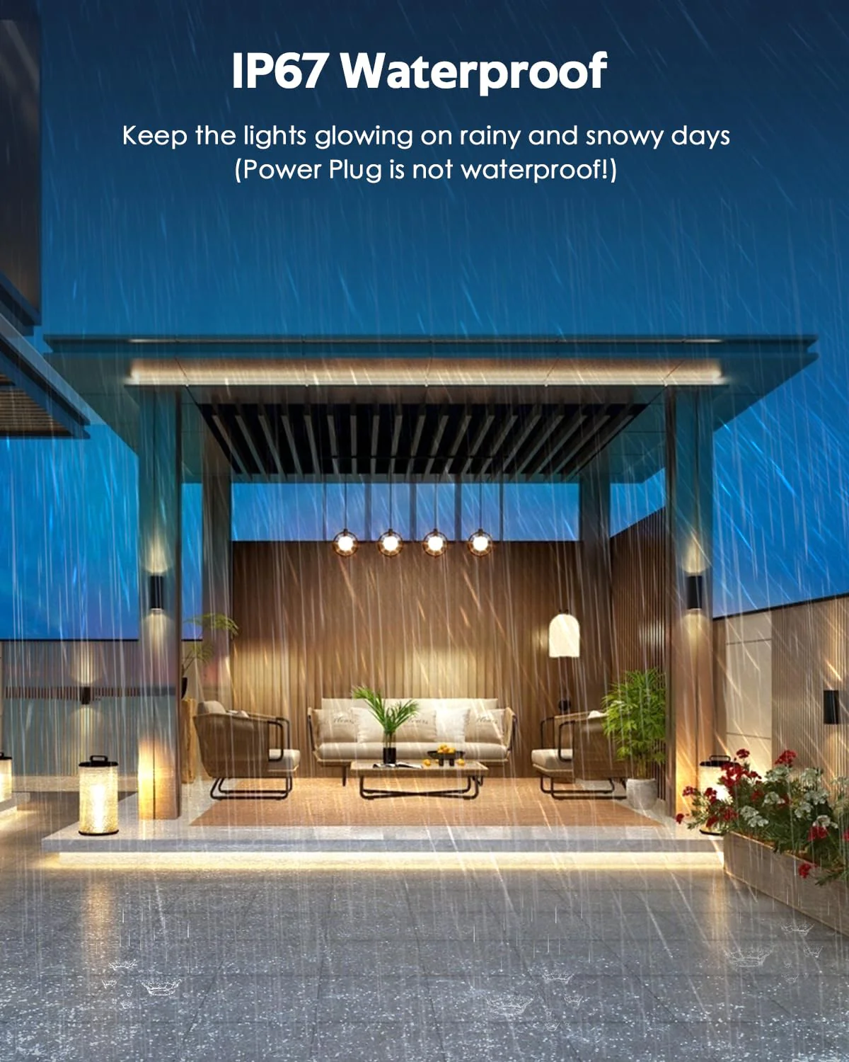 20FT COB LED Strip Light 3000K Warm White AC110V-120V LED Rope Lights Outdoor Waterproof IP65 High Density 288LEDs/M Flexible LED Light Strip with Switch for Garden Bedroom Indoor 6M - Image 4