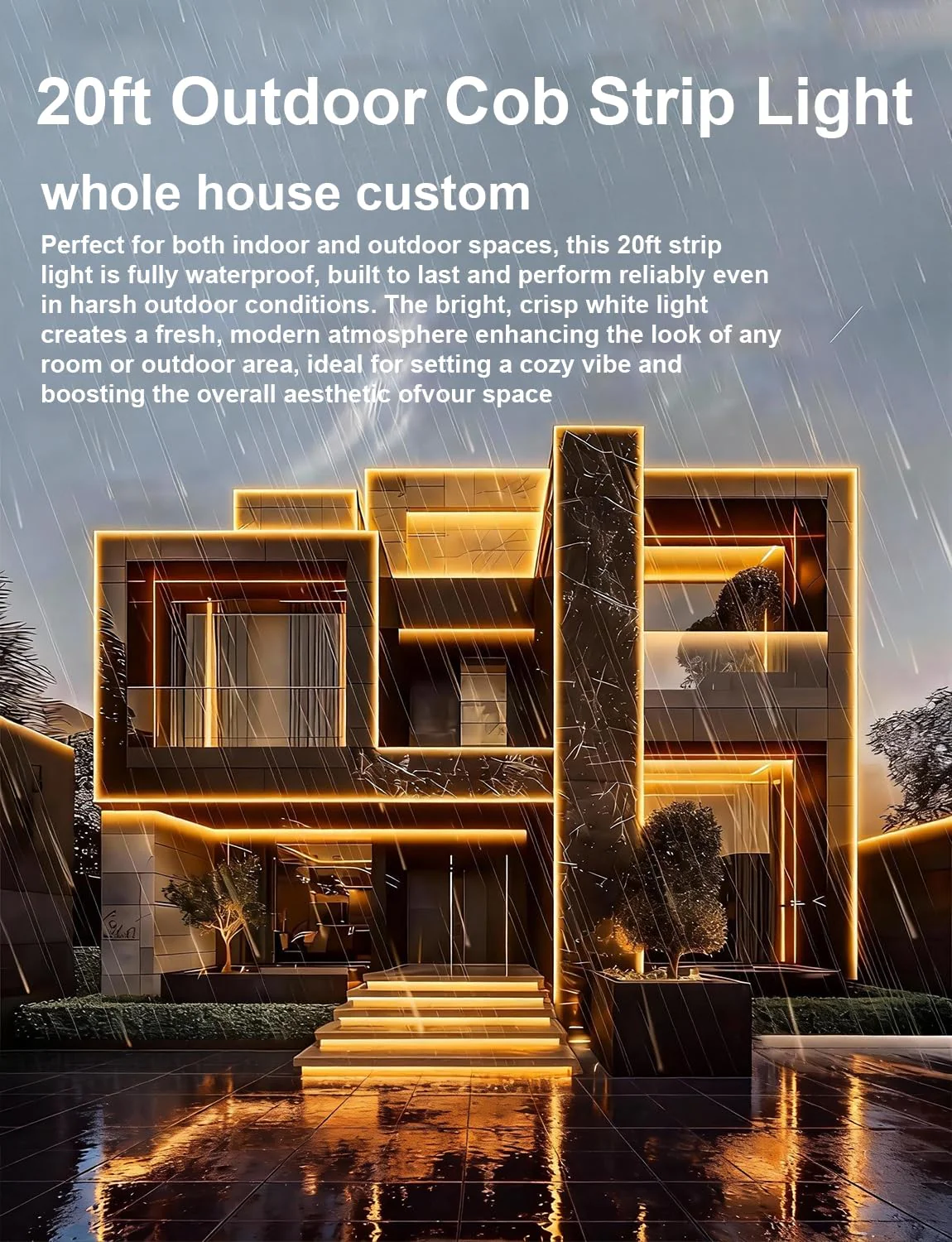 20FT COB LED Strip Lights Outdoor IP67 Waterproof,6M, Flexible DC 24V, Remote & App Control, Dimmable, Warm White 3000K Led Tap Lighting For Garden Patio ,Kitchen Living Room Bedroom DIY Decor 3000K-20FT - Image 7