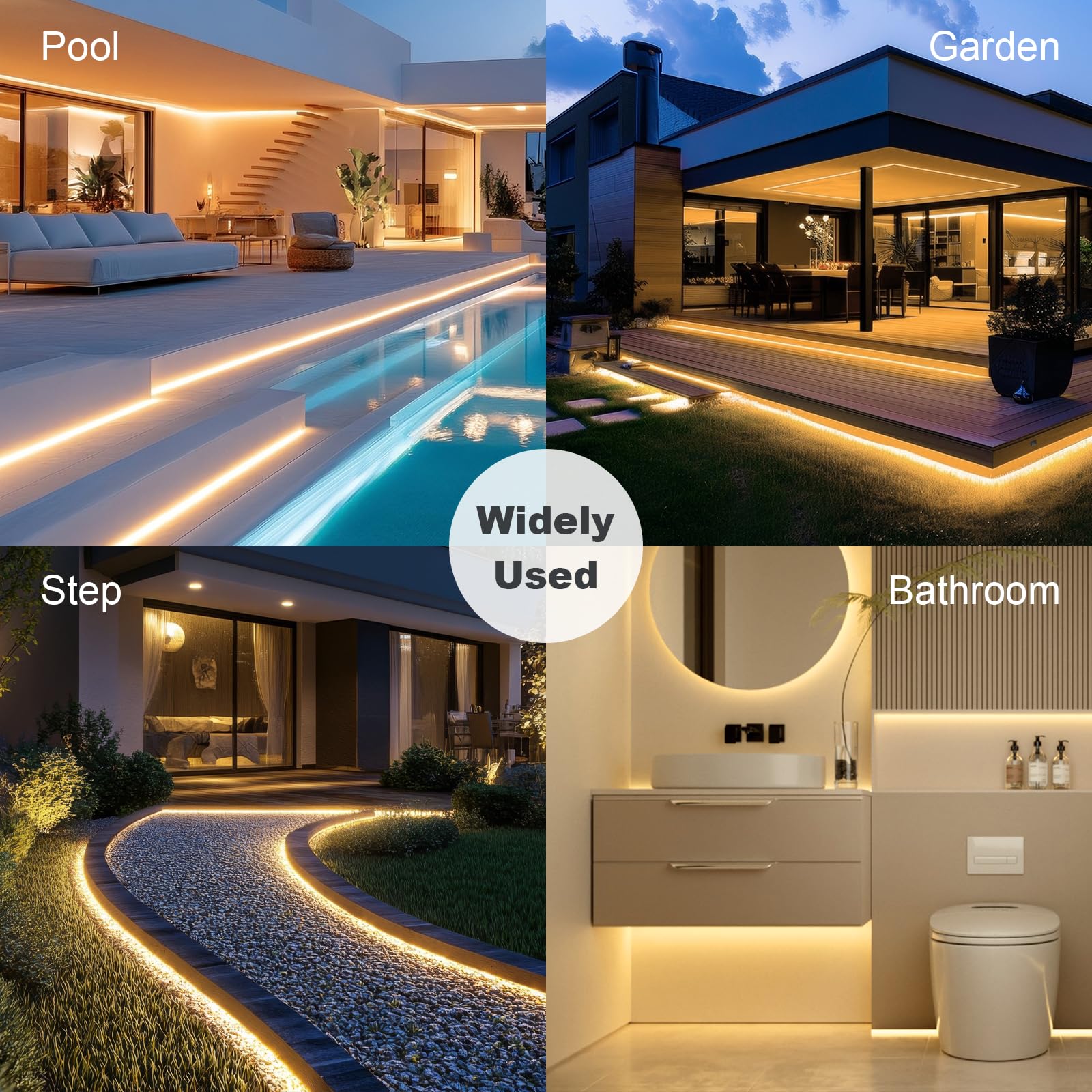 20ft COB Outdoor LED Strip IP67 Waterproof, 6500K Cold Whit DC24V Flexible LED Rope Strips with Remote & App Control Dimmable, DIY Lighting for Indoor, Outdoor, Bedroom, Garden, Patio 20FT COB 3000K - Image 7
