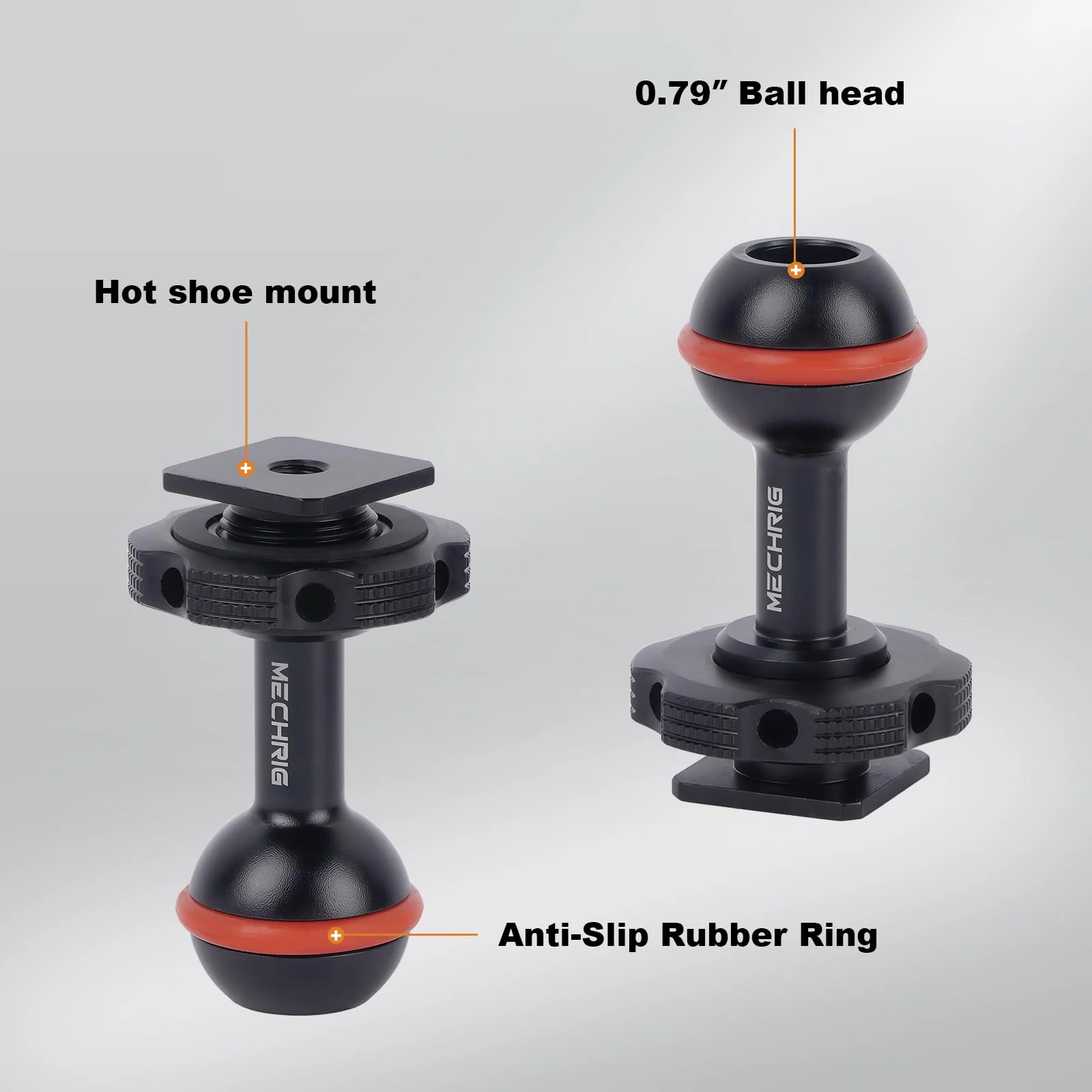 20mm Ball Head Hot Shoe Adapter for Camera Magic Arm, CNC Aluminum Alloy Quick Release Mount with Anti-Slip Ring for DSLR Rig/Gimbal Handle/Riding Filming(62008 Hot Shoe Mount Ball Head) 62008 - Image 3