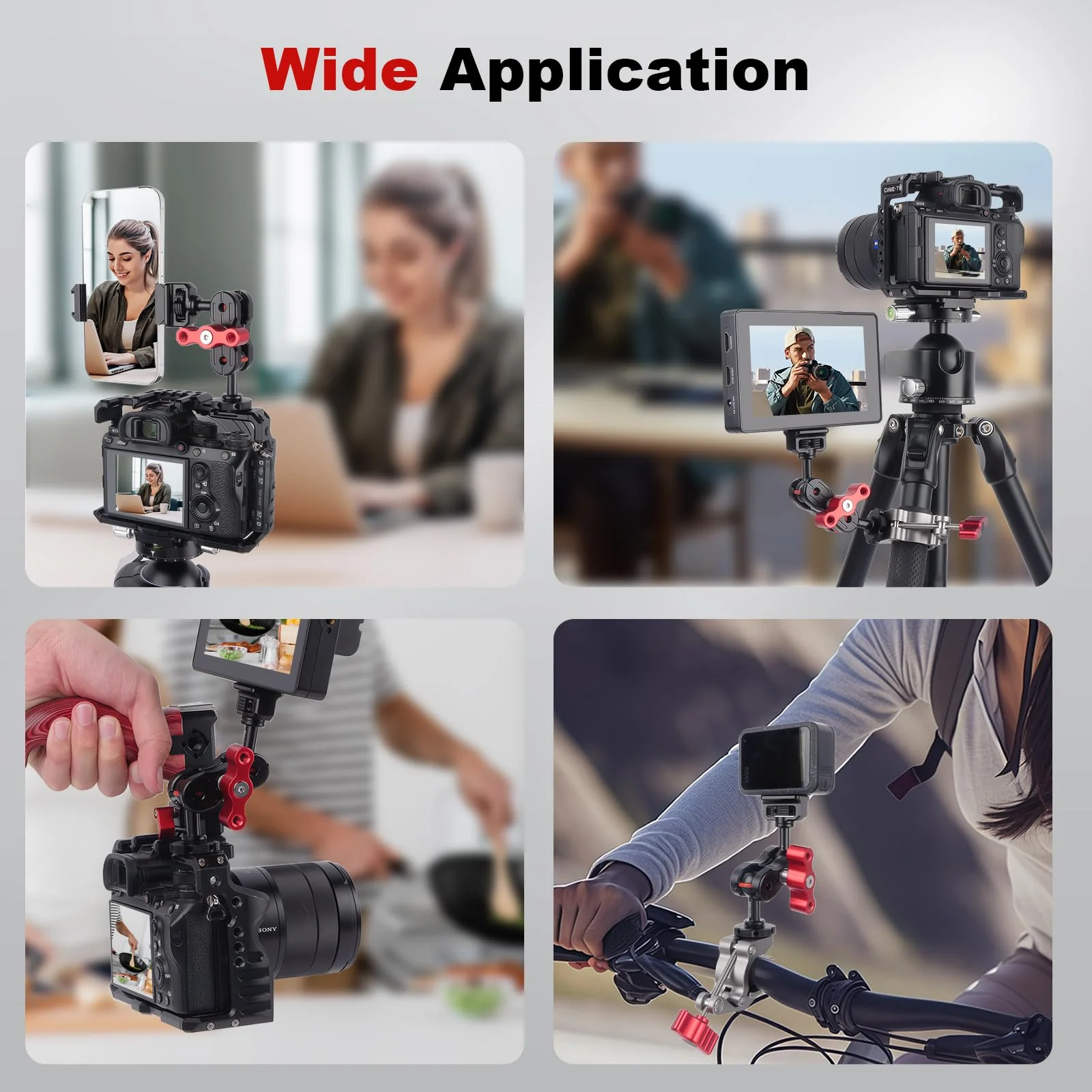 20mm Ball Head Hot Shoe Adapter for Camera Magic Arm, CNC Aluminum Alloy Quick Release Mount with Anti-Slip Ring for DSLR Rig/Gimbal Handle/Riding Filming(62008 Hot Shoe Mount Ball Head) 62008 - Image 6